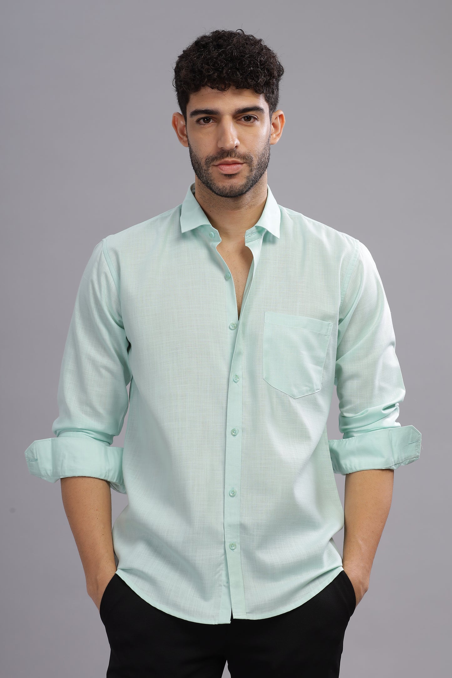Matte Cuffs light green shirt for men