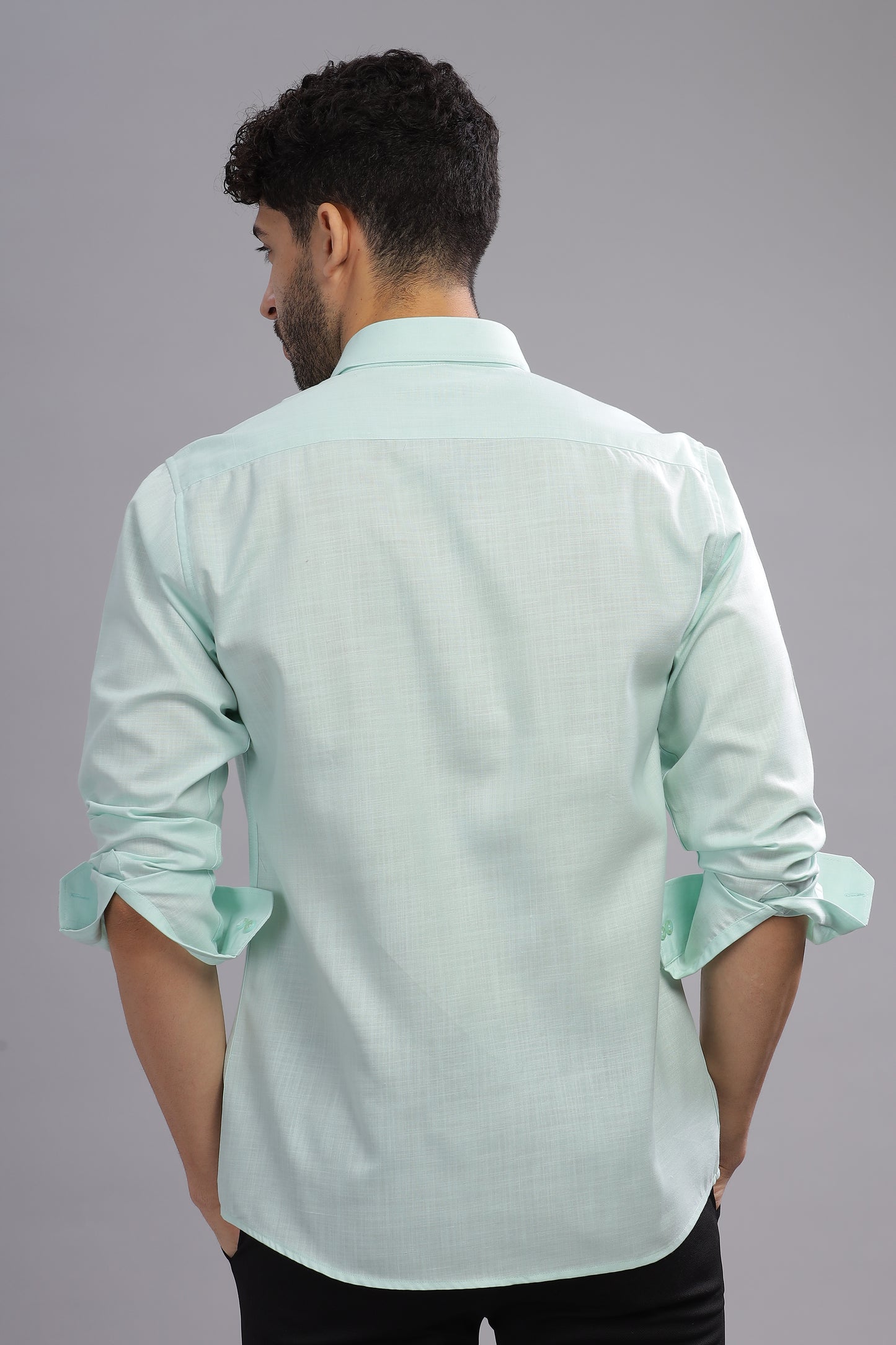Matte Cuffs light green shirt for men