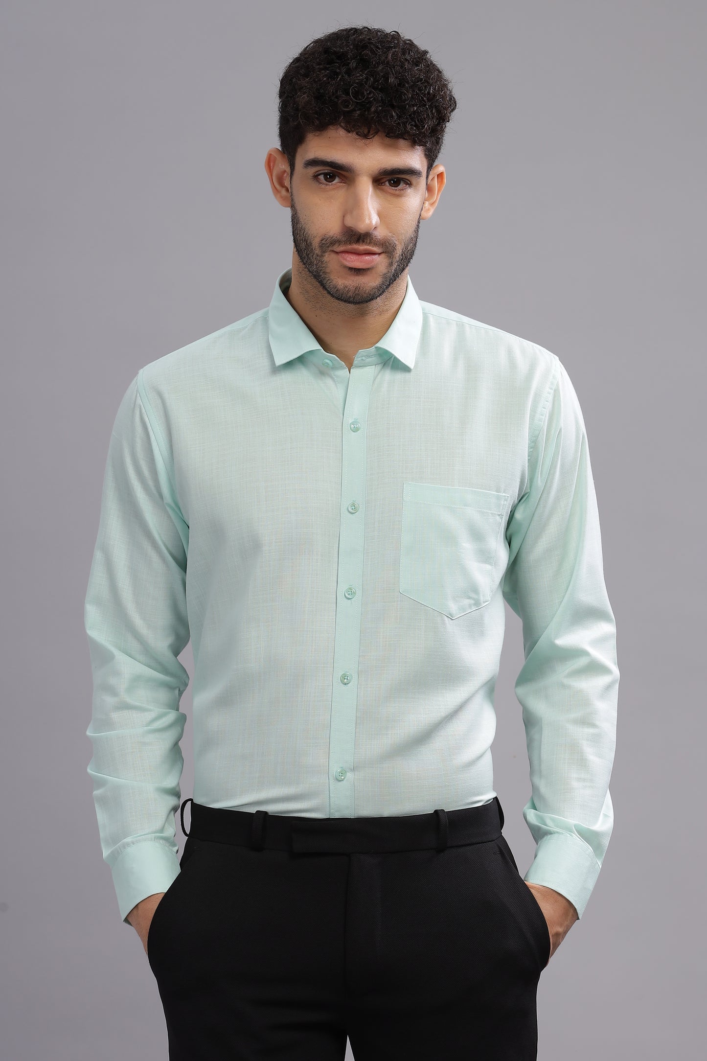 Matte Cuffs light green shirt for men