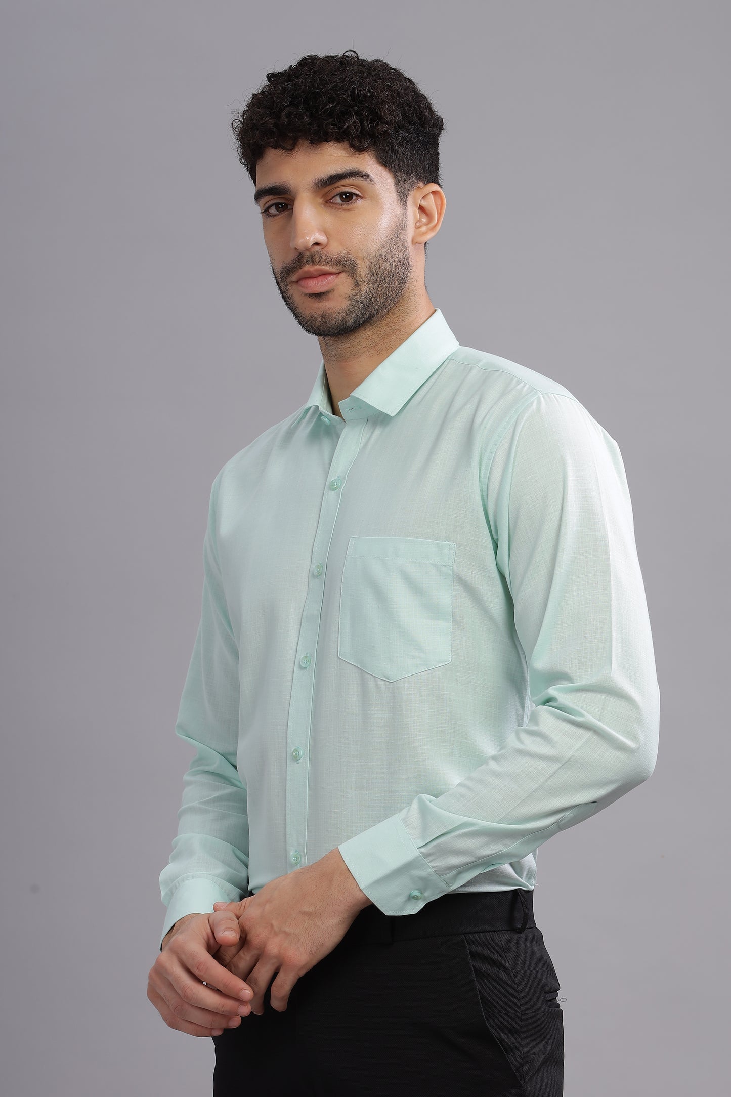 Matte Cuffs light green shirt for men