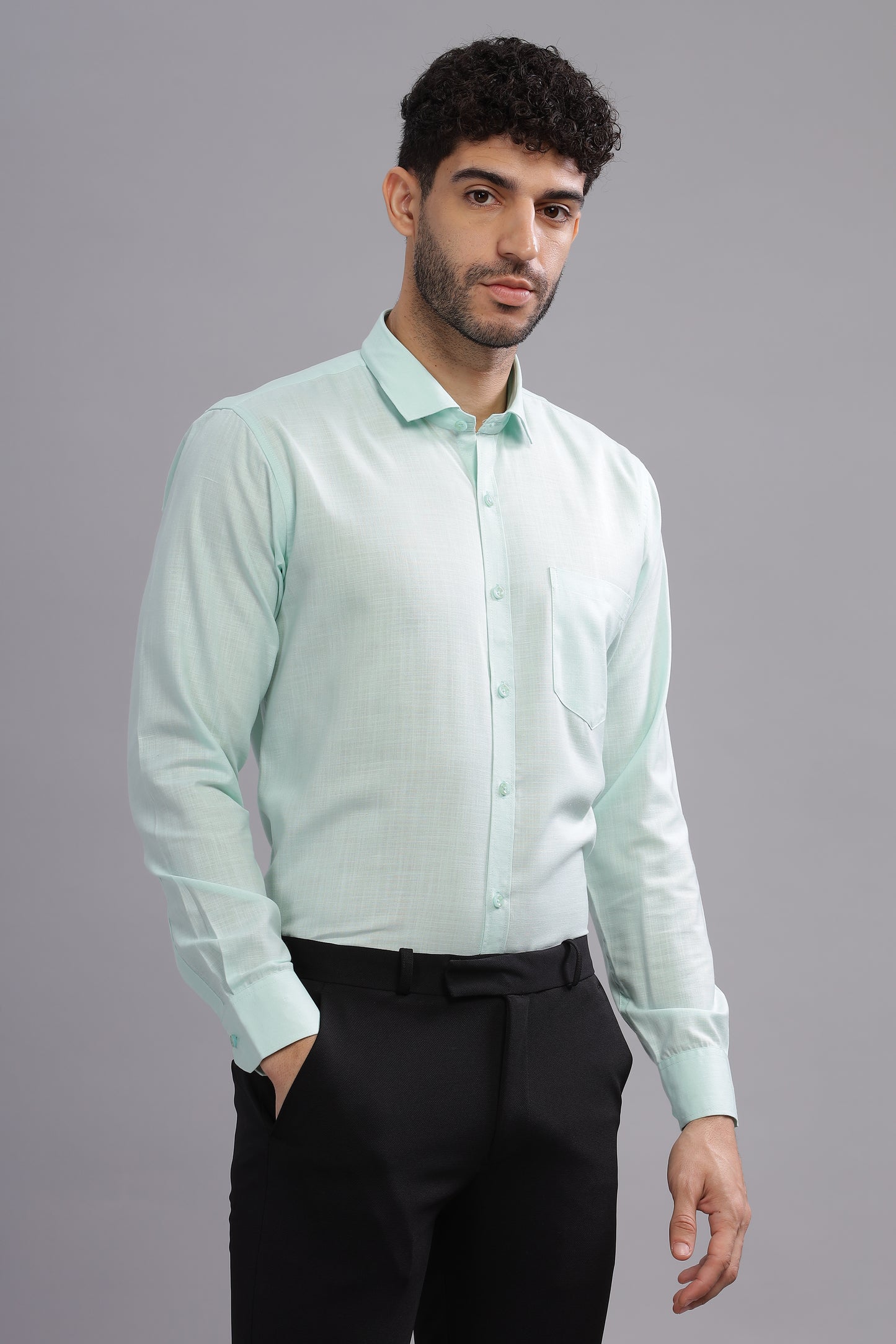 Matte Cuffs light green shirt for men