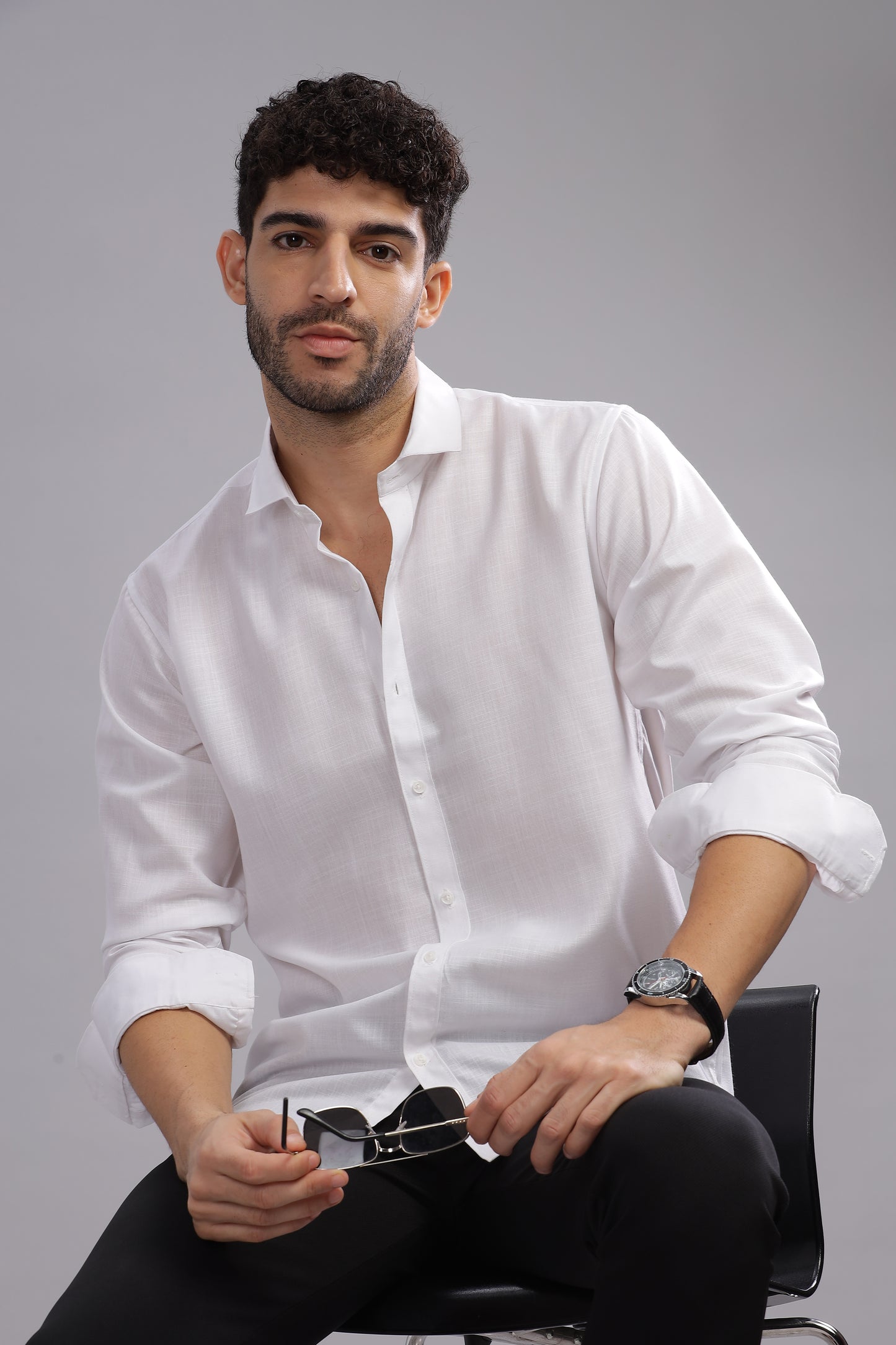 Matte Cuffs white shirt for men