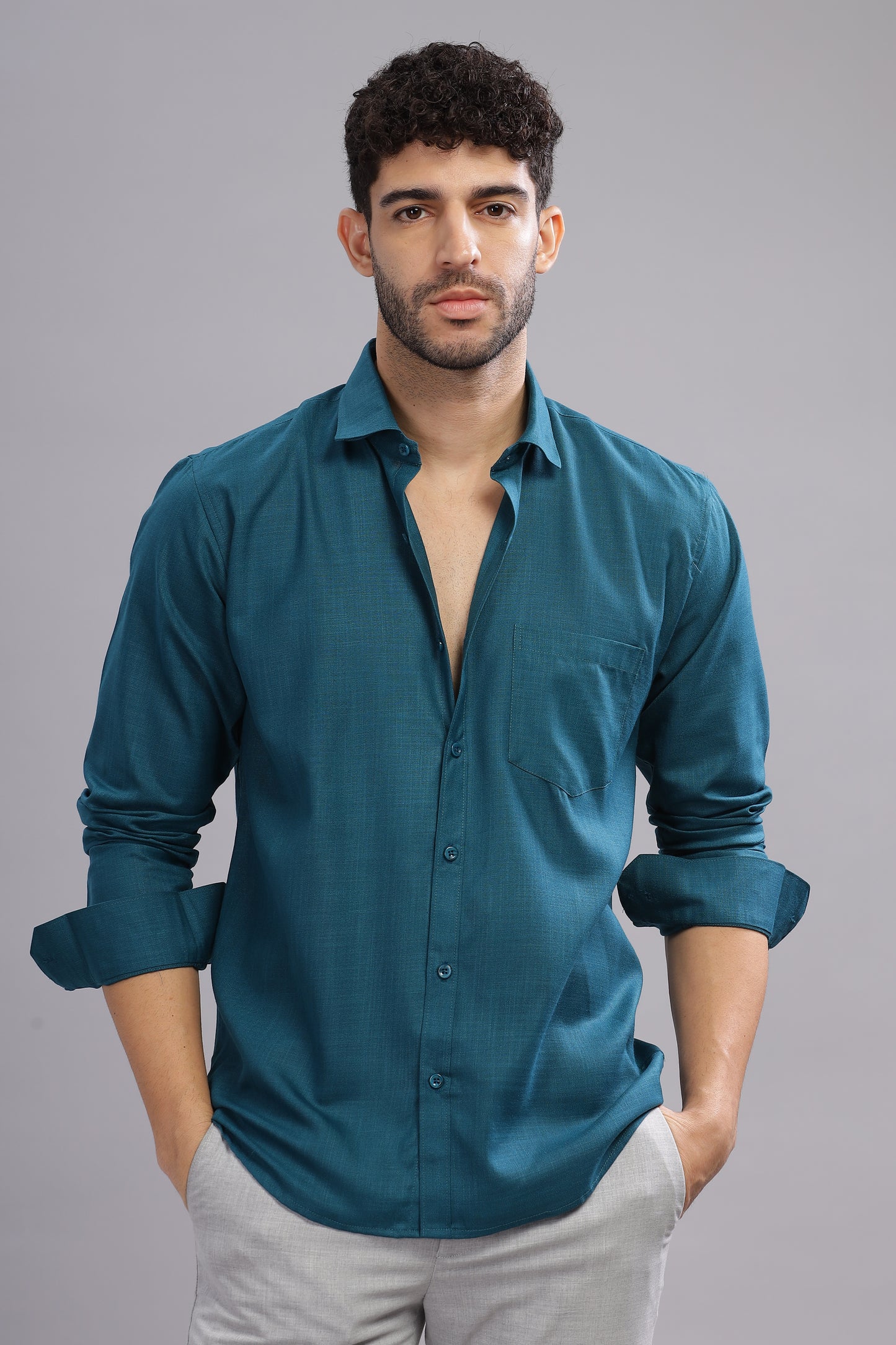 Matte Cuffs blue shirt for men