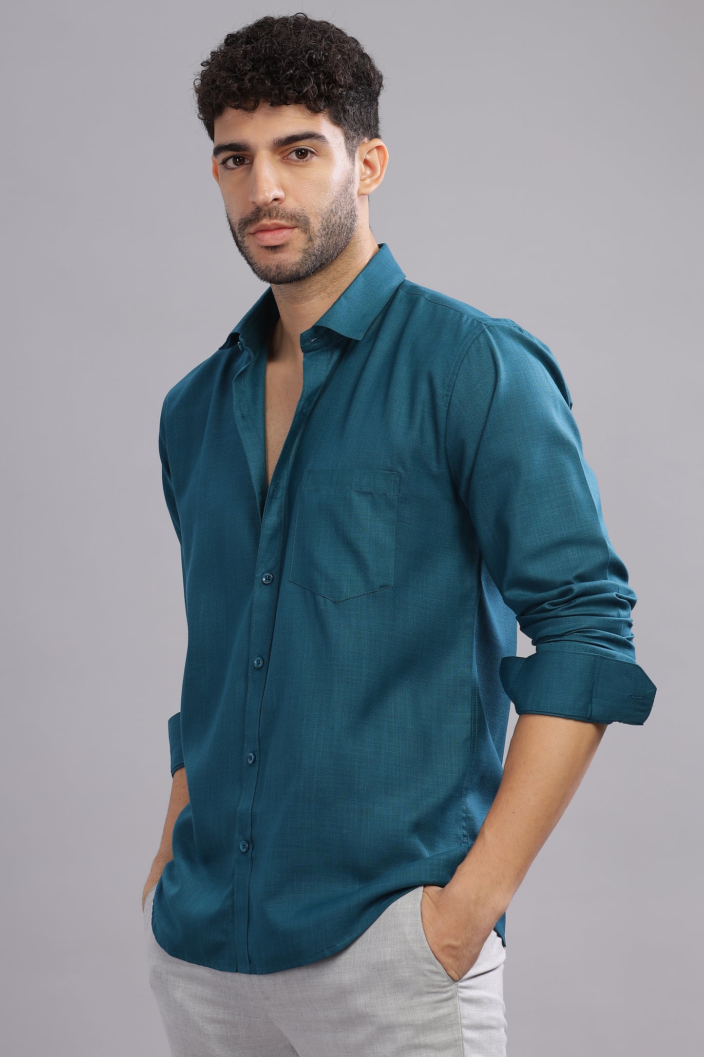 Matte Cuffs blue shirt for men