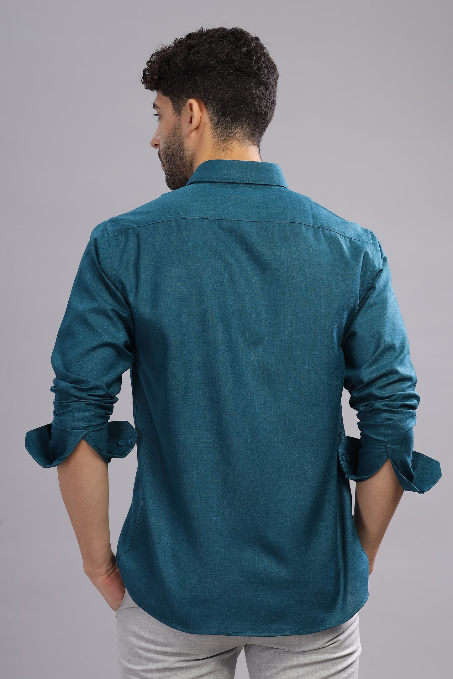 Matte Cuffs blue shirt for men