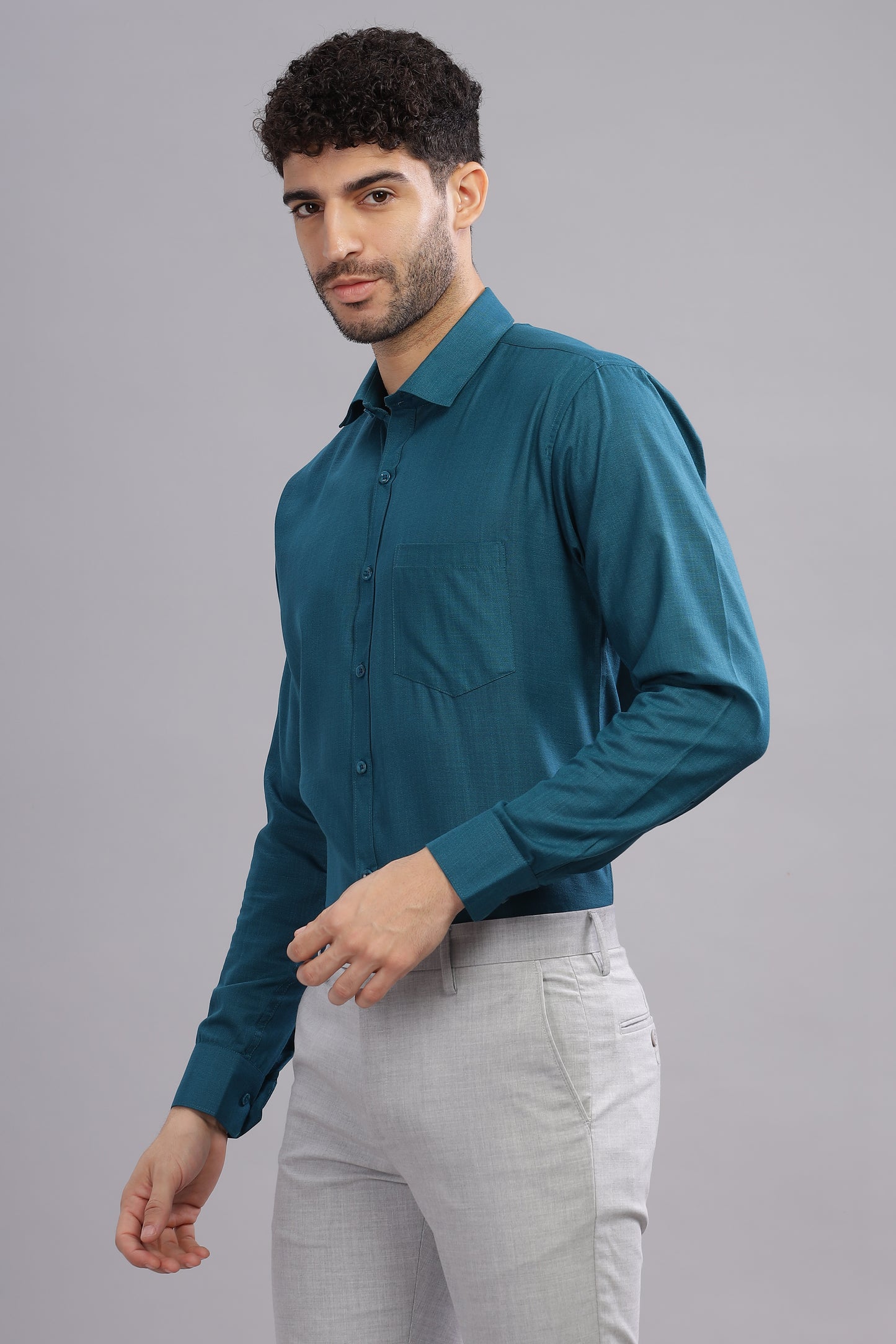 Matte Cuffs blue shirt for men