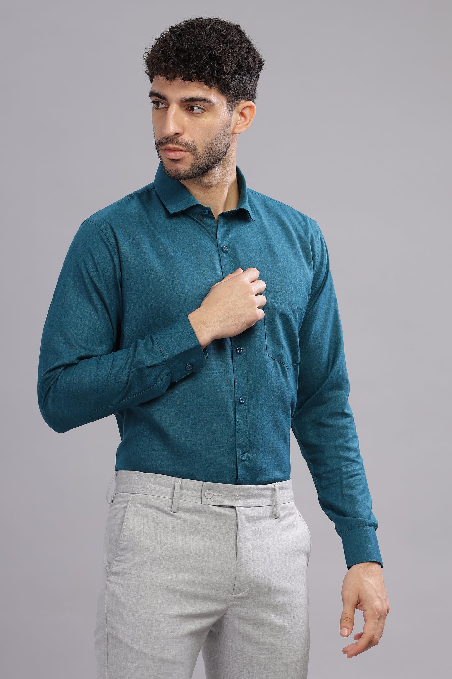 Matte Cuffs blue shirt for men