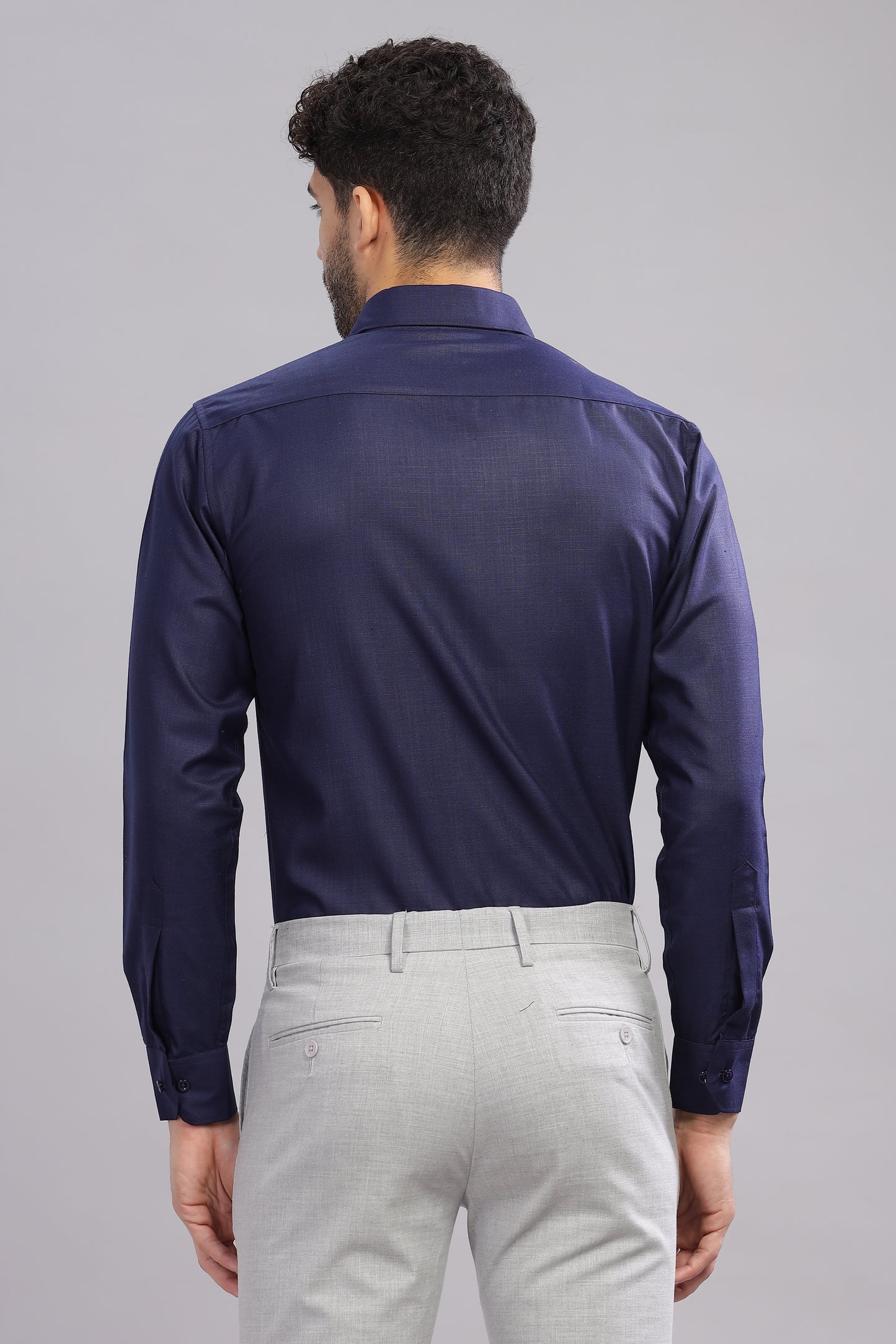 Matte Cuffs navy blue shirt for men