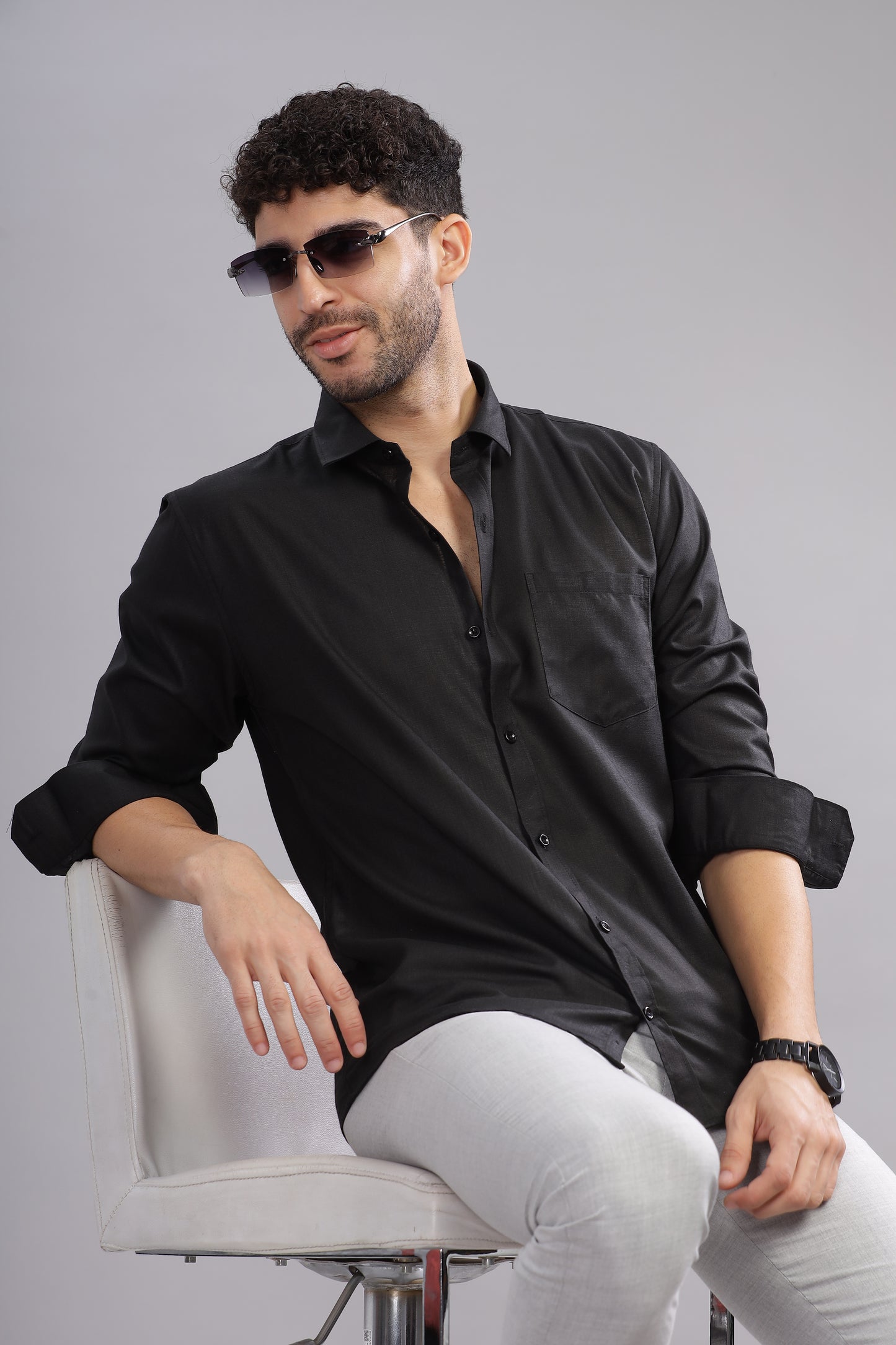 Matte Cuffs black shirt for men