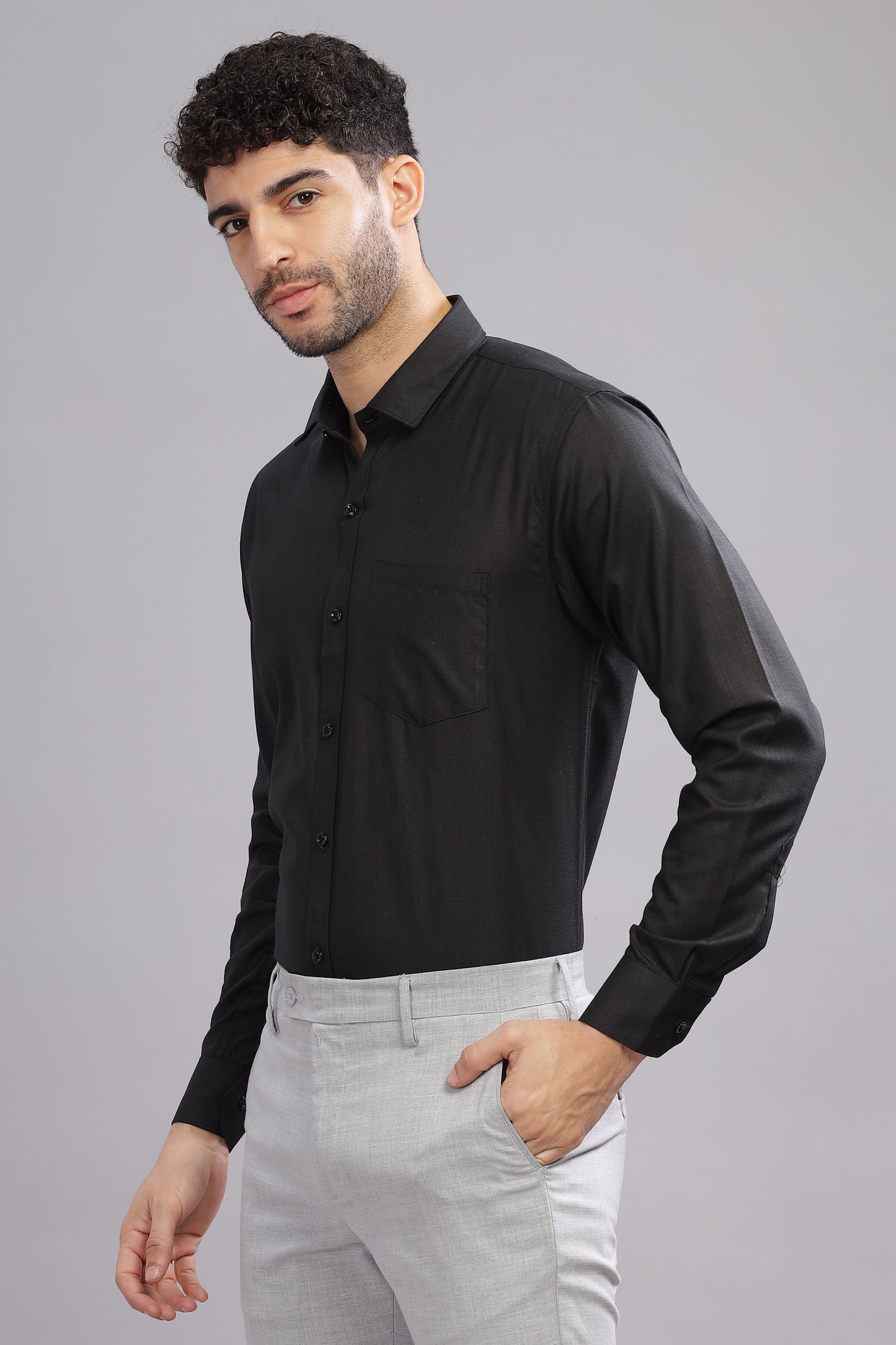 Matte Cuffs black shirt for men
