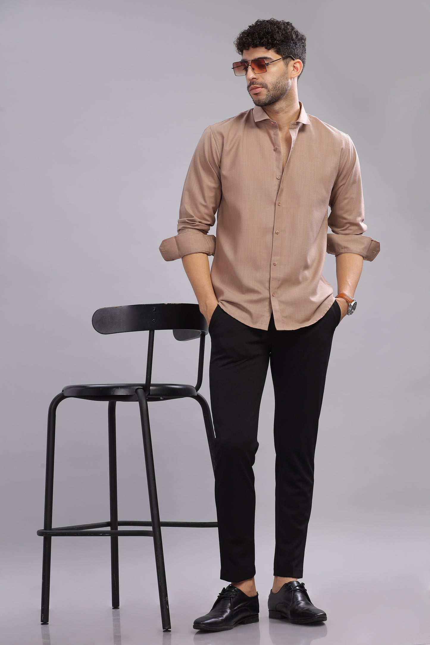 Matte Cuffs brown shirt for men