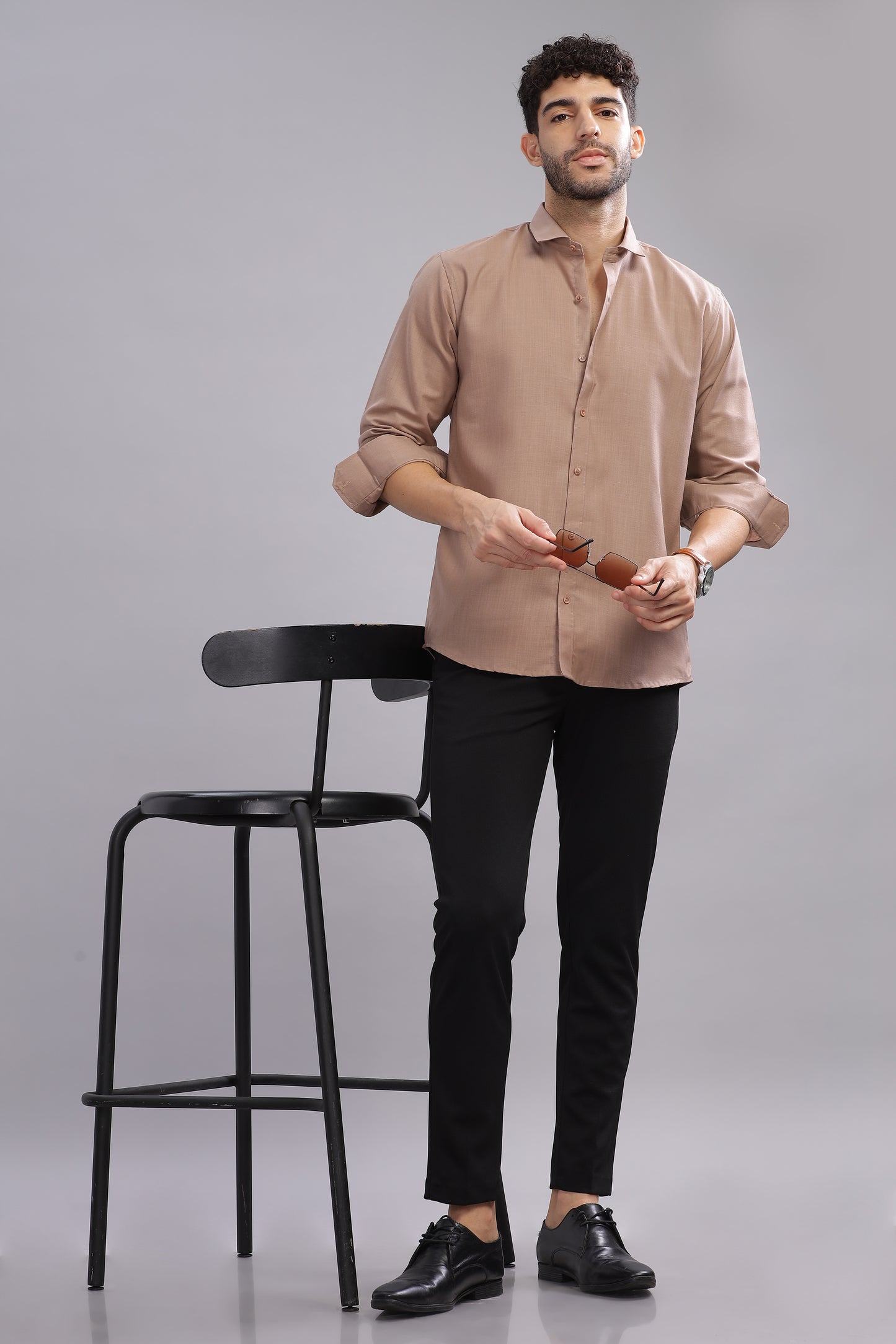 Matte Cuffs brown shirt for men
