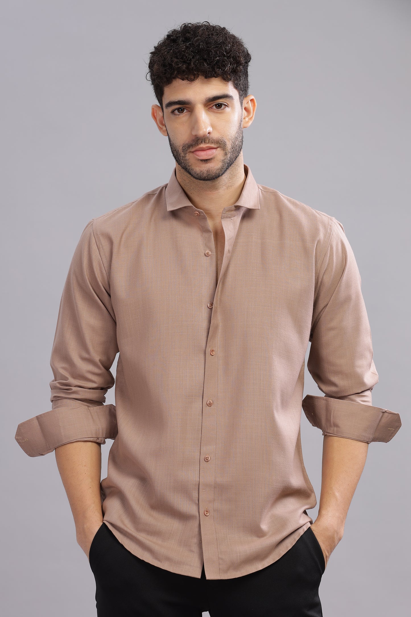 Matte Cuffs brown shirt for men