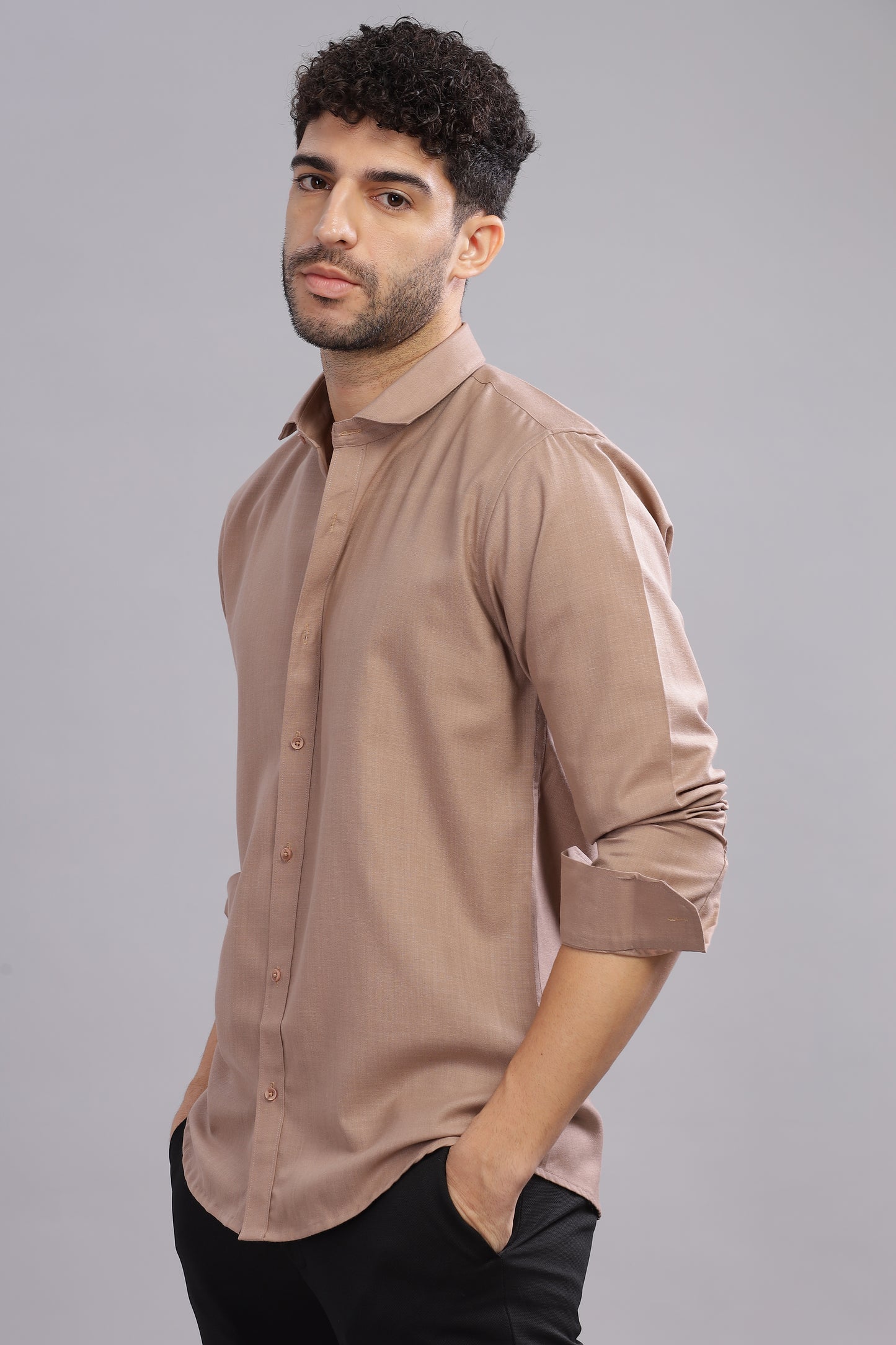 Matte Cuffs brown shirt for men