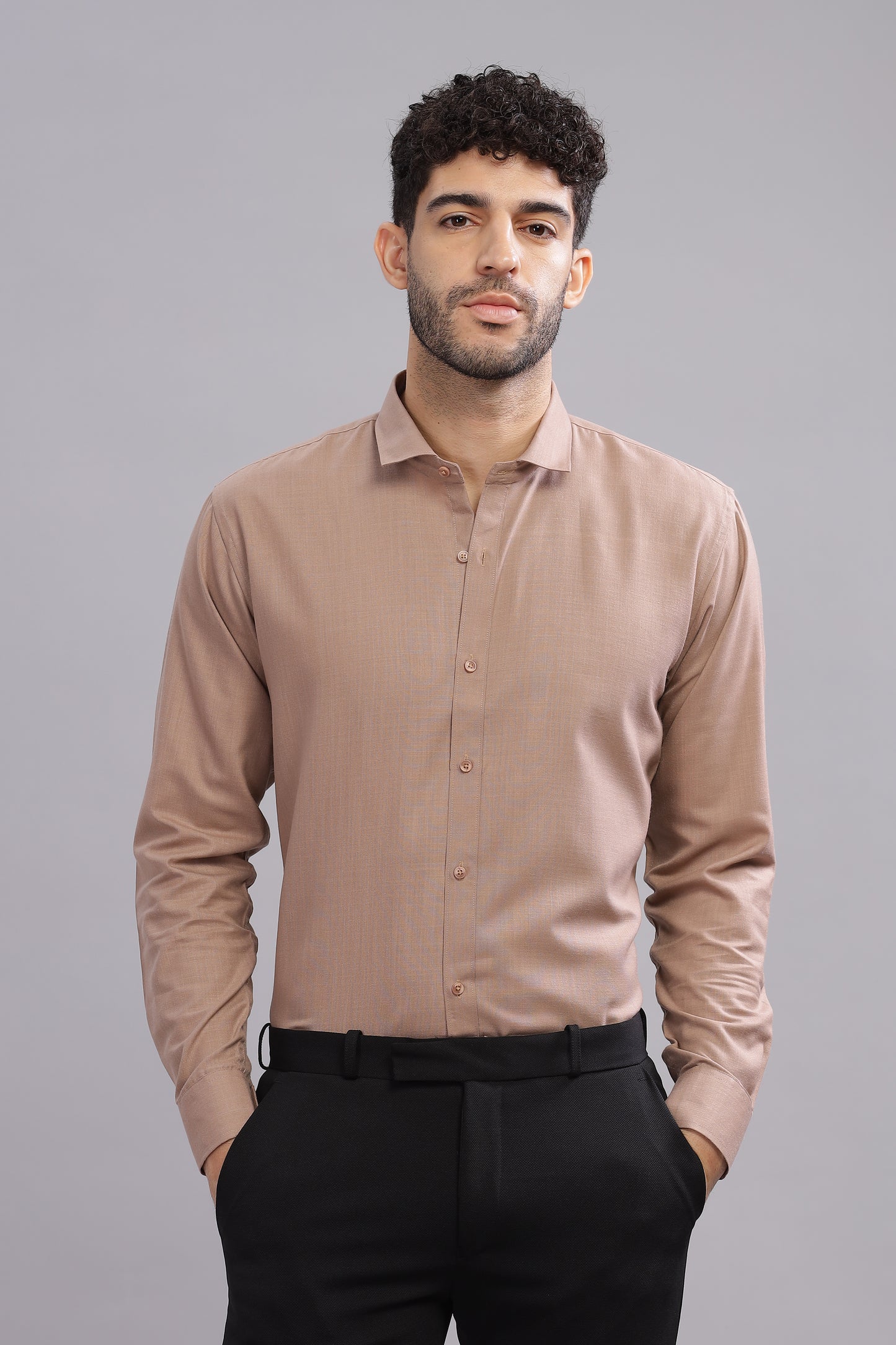 Matte Cuffs brown shirt for men