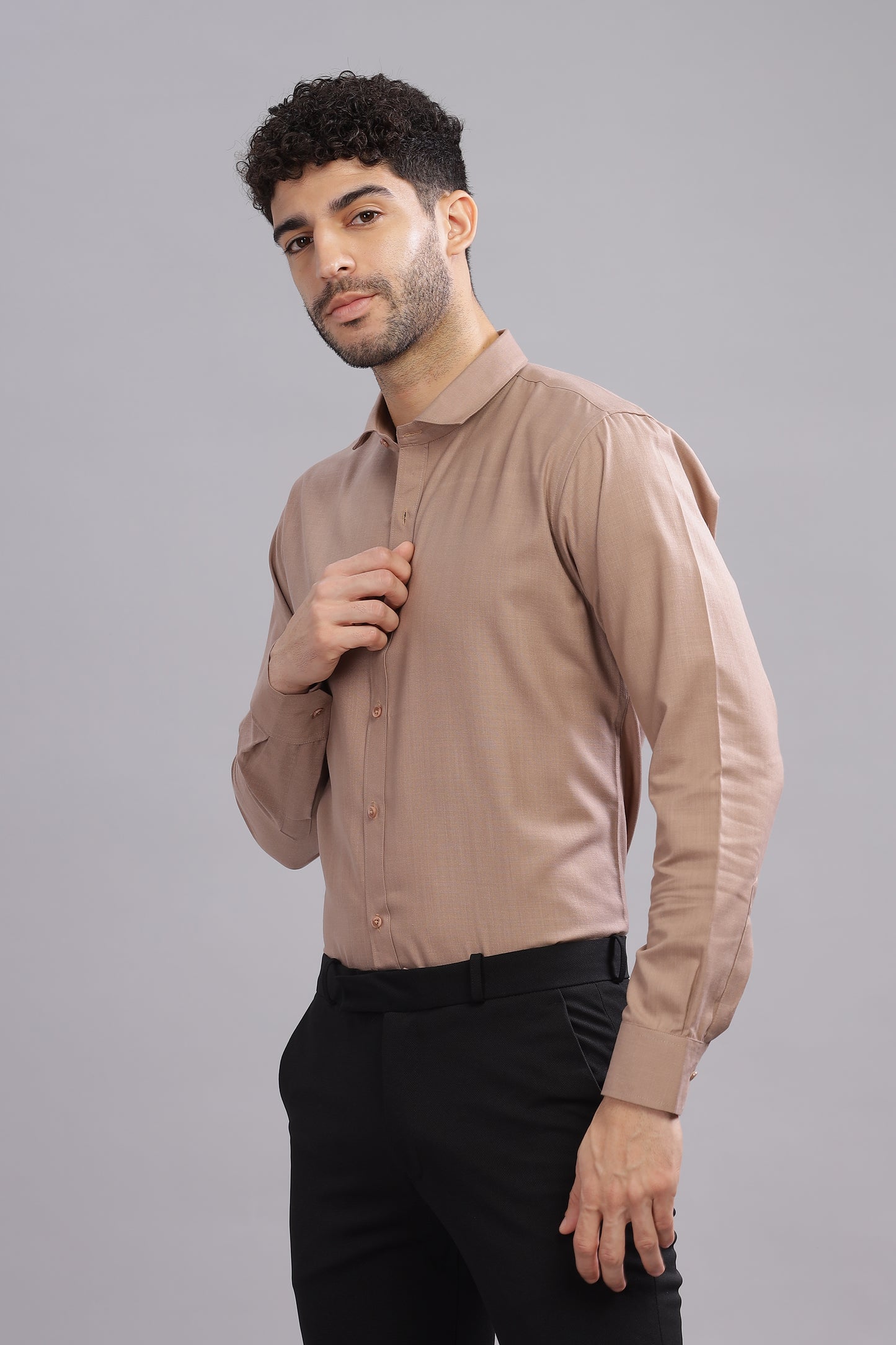 Matte Cuffs brown shirt for men