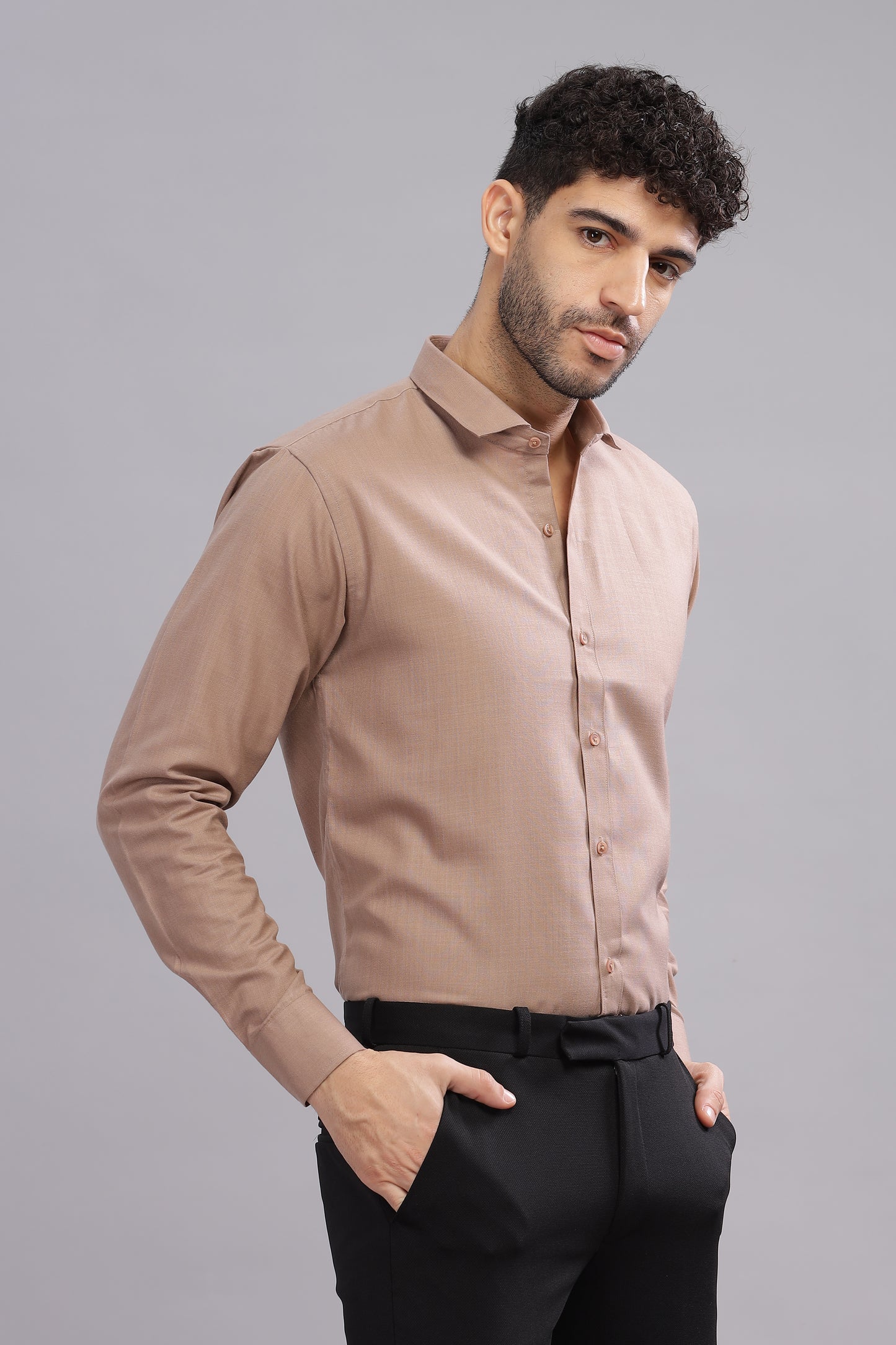 Matte Cuffs brown shirt for men