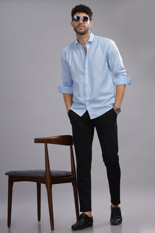 Matte Cuffs sky blue shirt for men