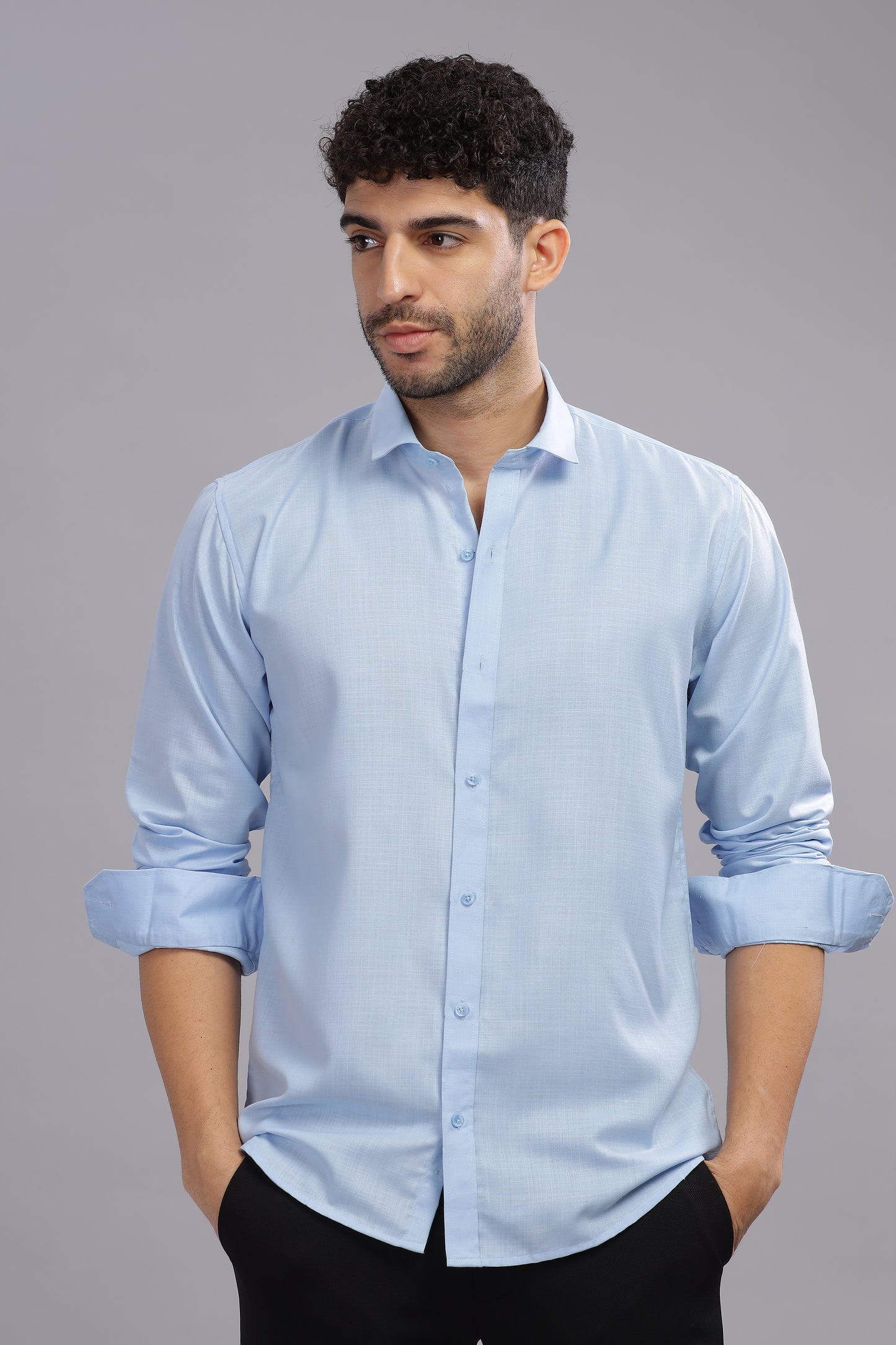 Matte Cuffs sky blue shirt for men