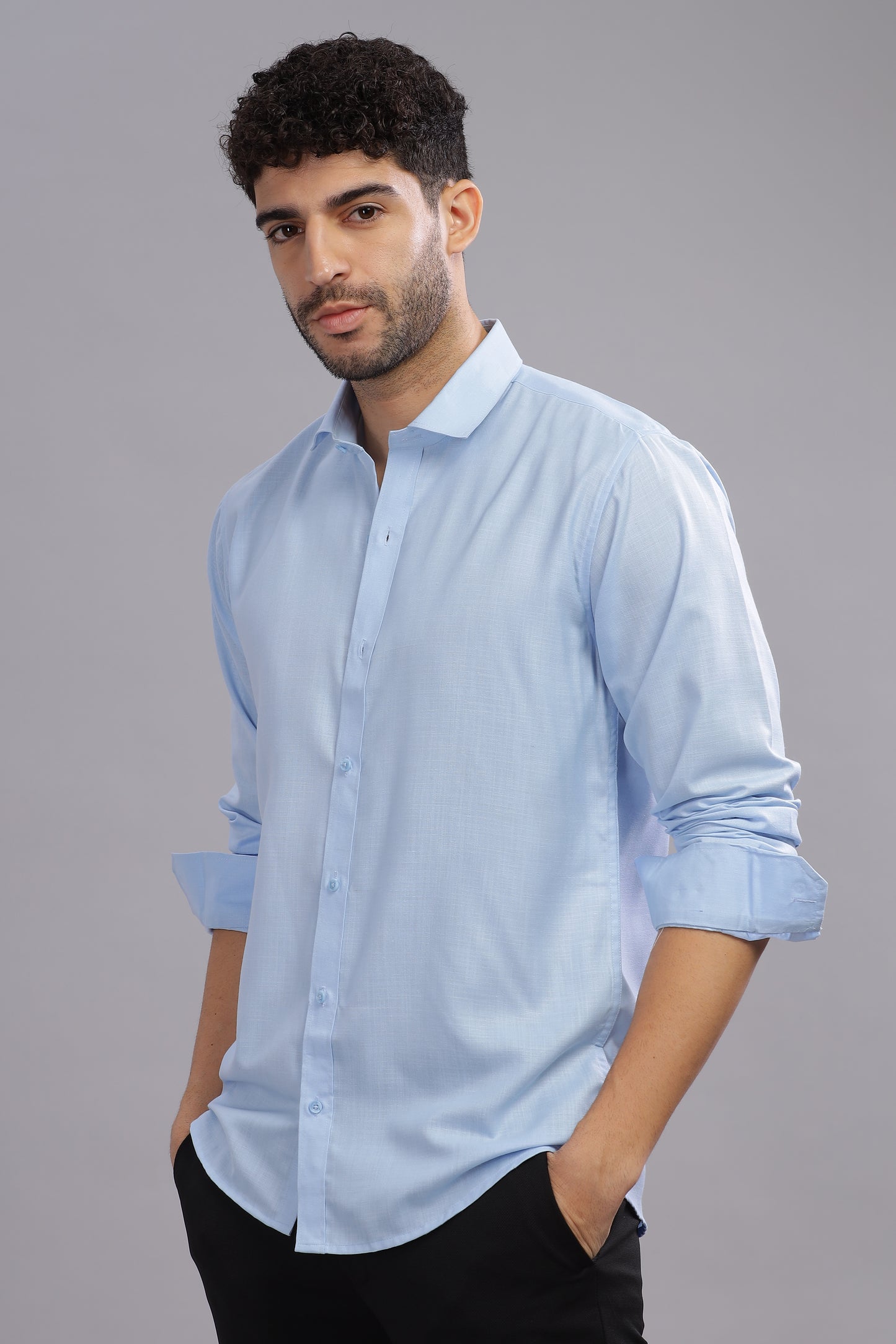 Matte Cuffs sky blue shirt for men
