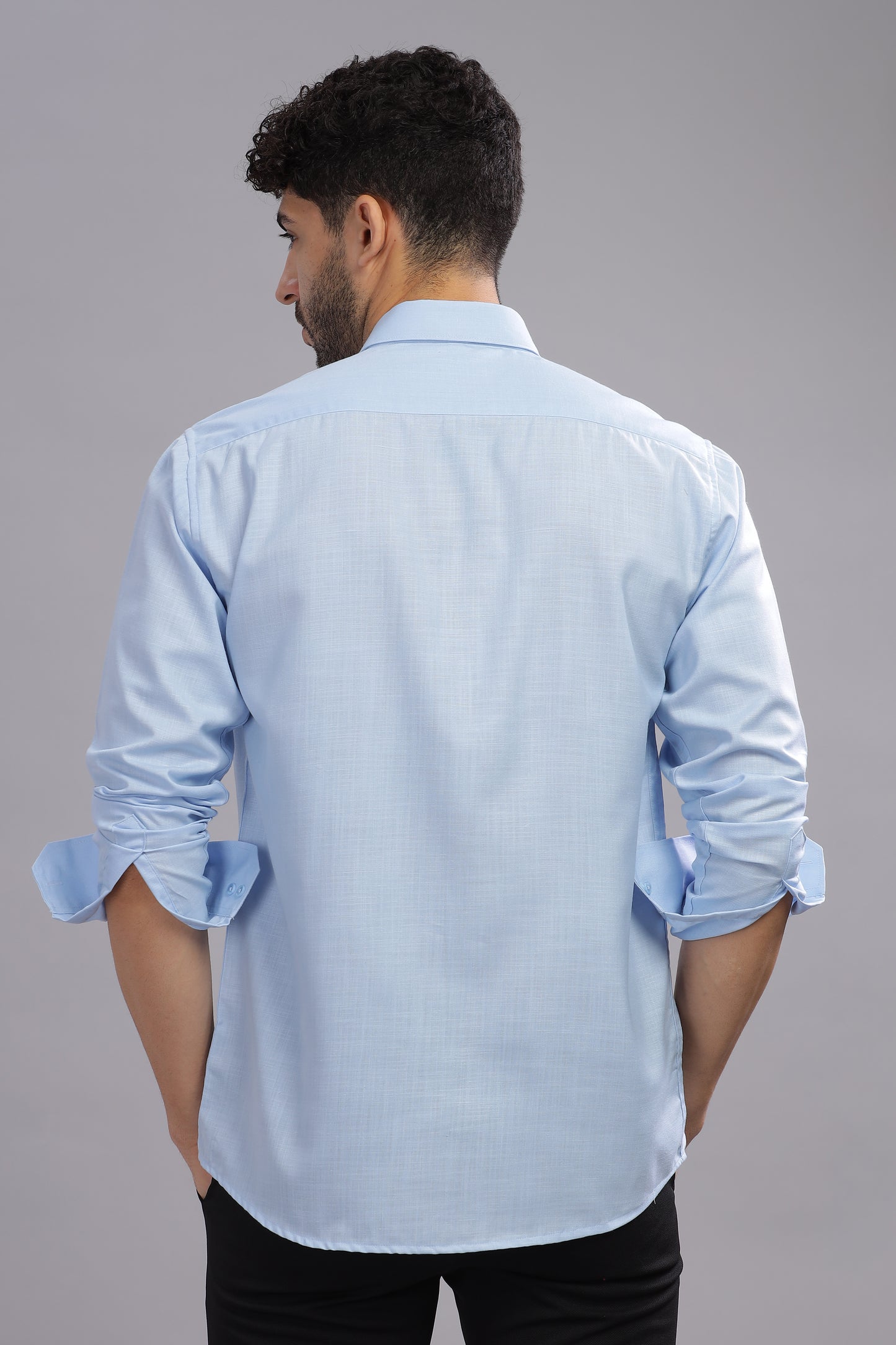 Matte Cuffs sky blue shirt for men
