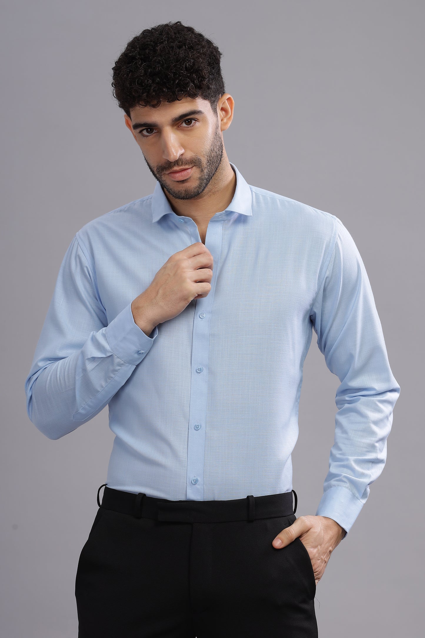 Matte Cuffs sky blue shirt for men
