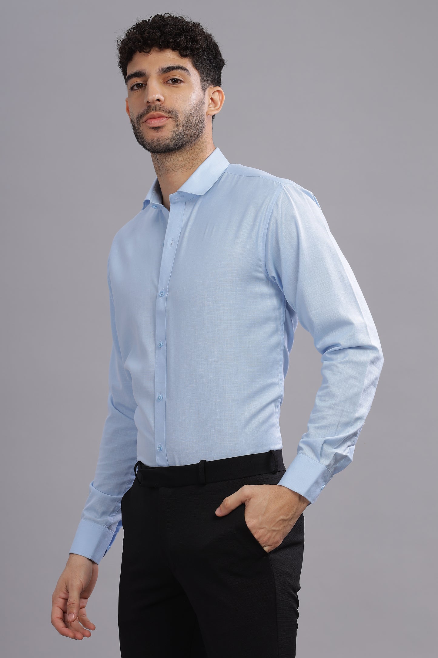 Matte Cuffs sky blue shirt for men