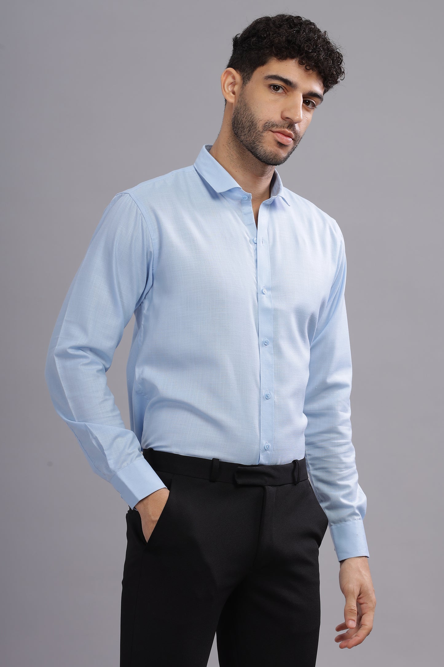 Matte Cuffs sky blue shirt for men
