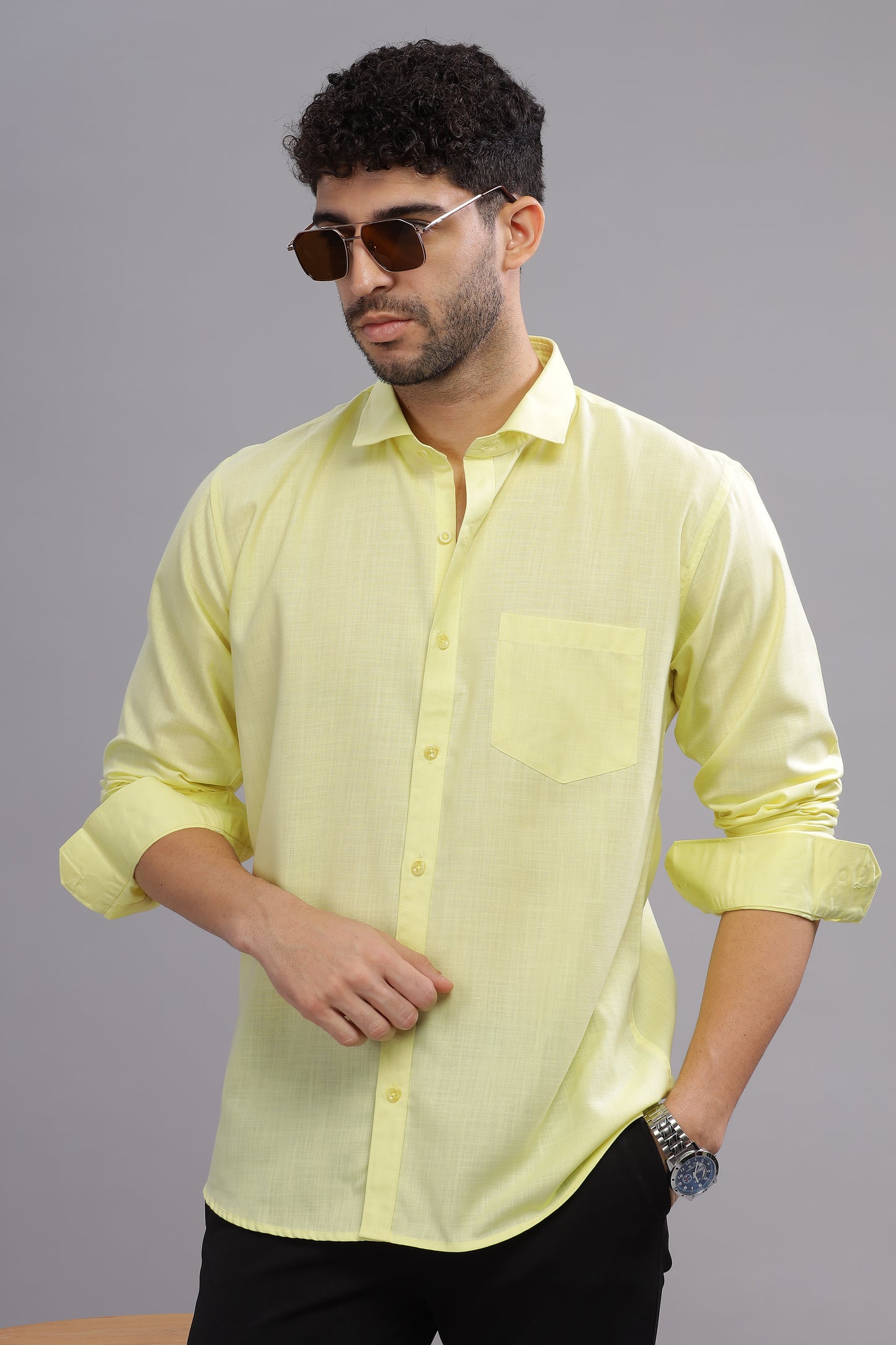 Matte Cuffs yellow shirt for men