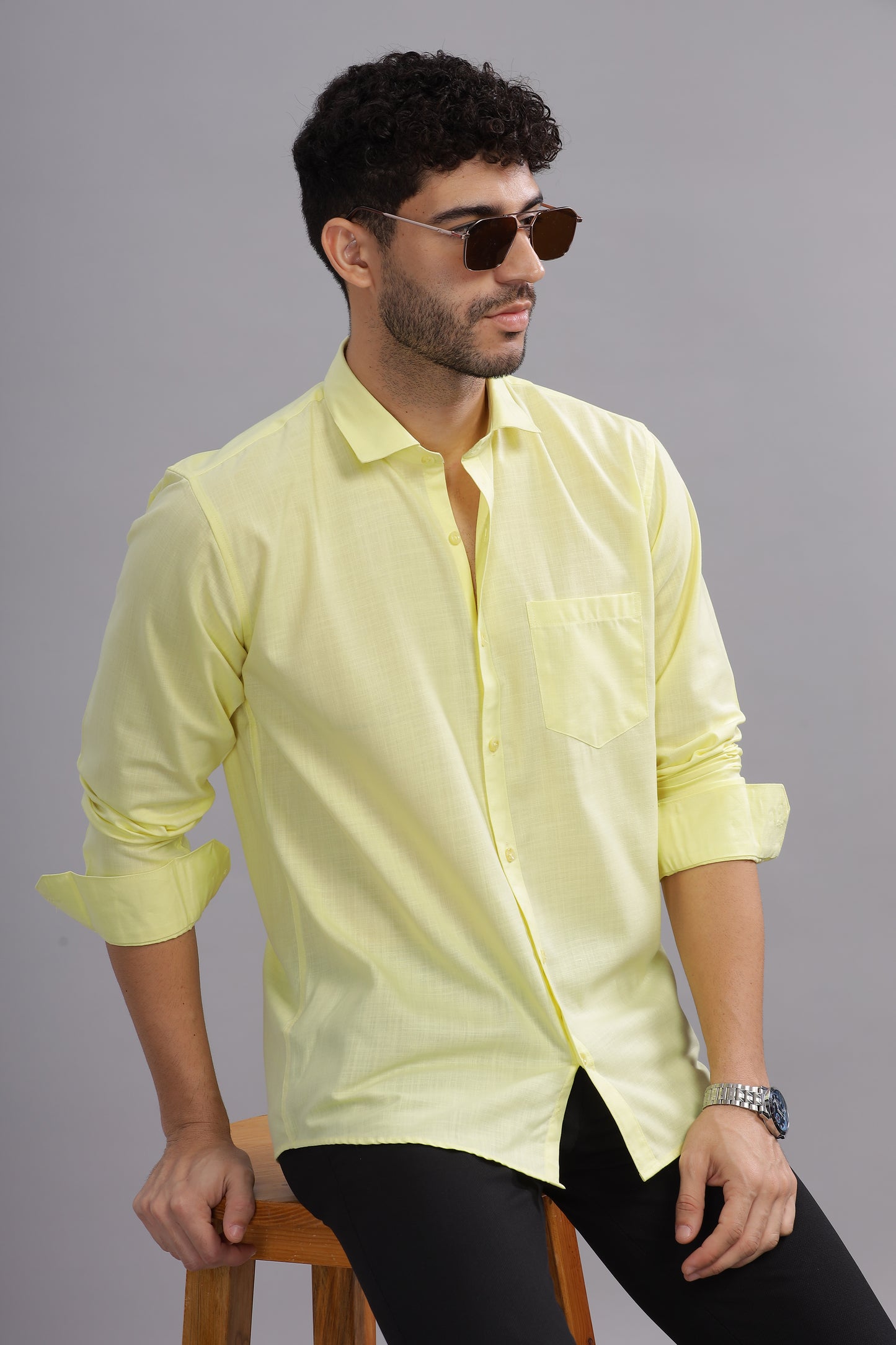 Matte Cuffs yellow shirt for men