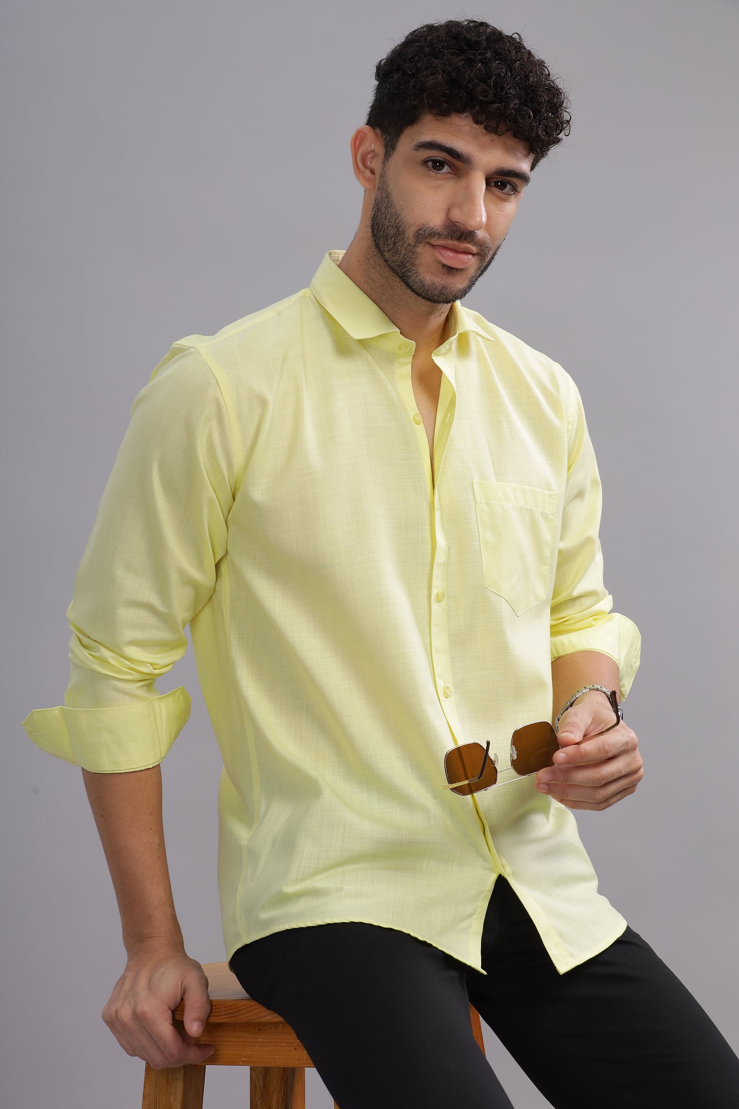 Matte Cuffs yellow shirt for men