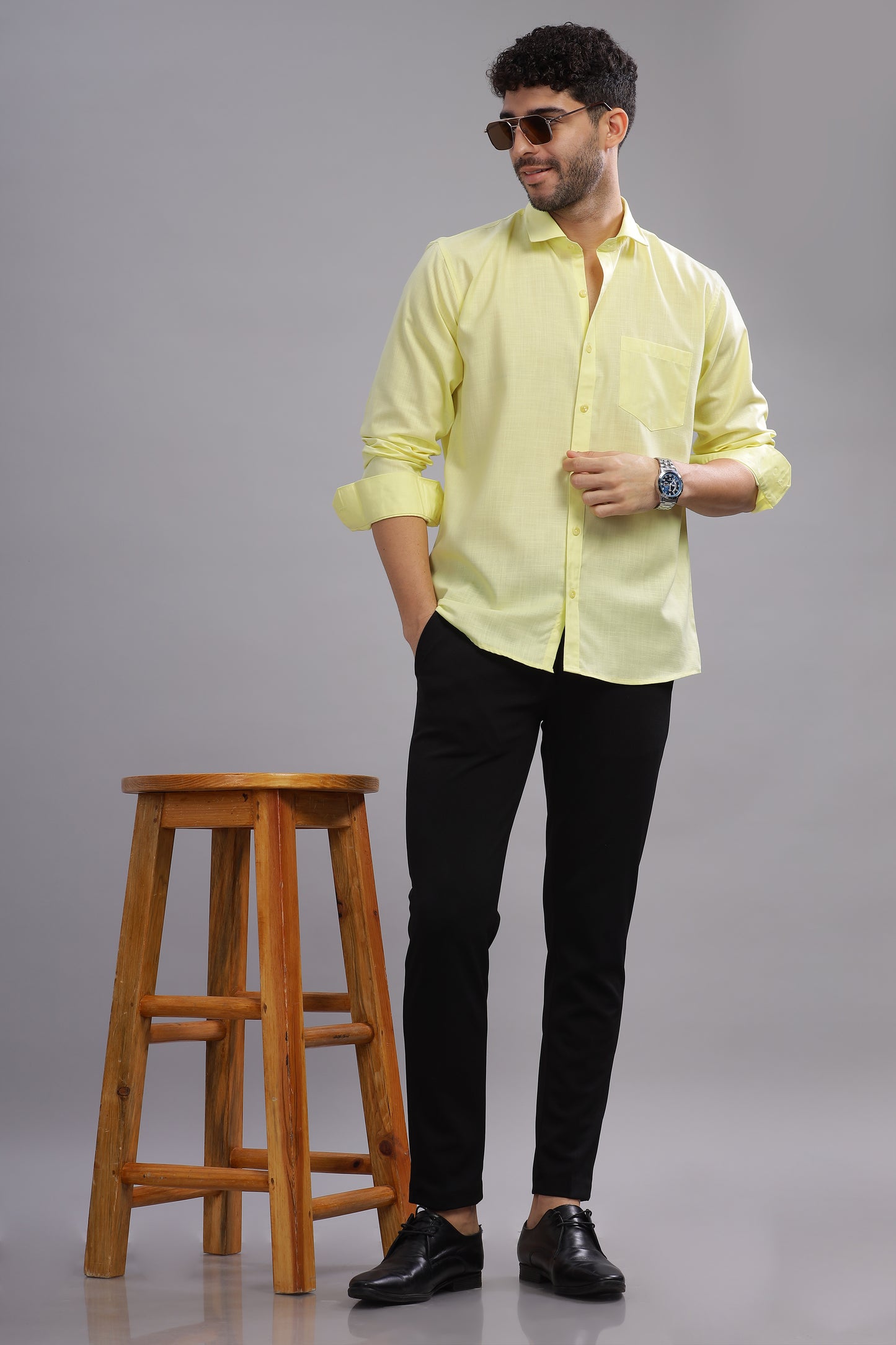 Matte Cuffs yellow shirt for men