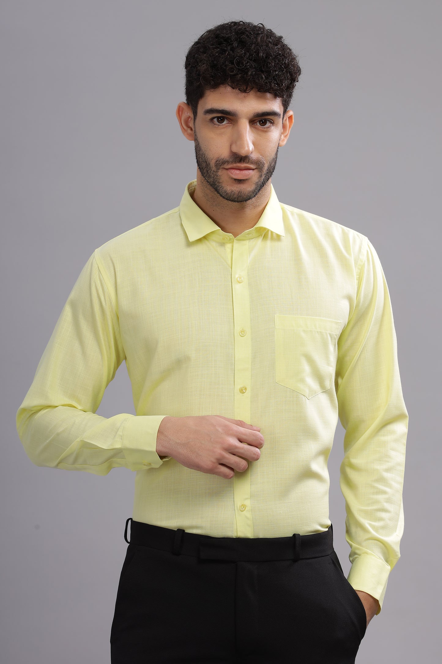 Matte Cuffs yellow shirt for men