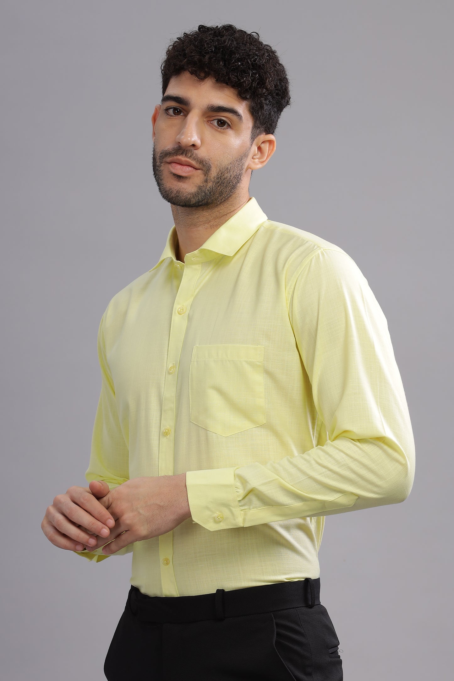Matte Cuffs yellow shirt for men