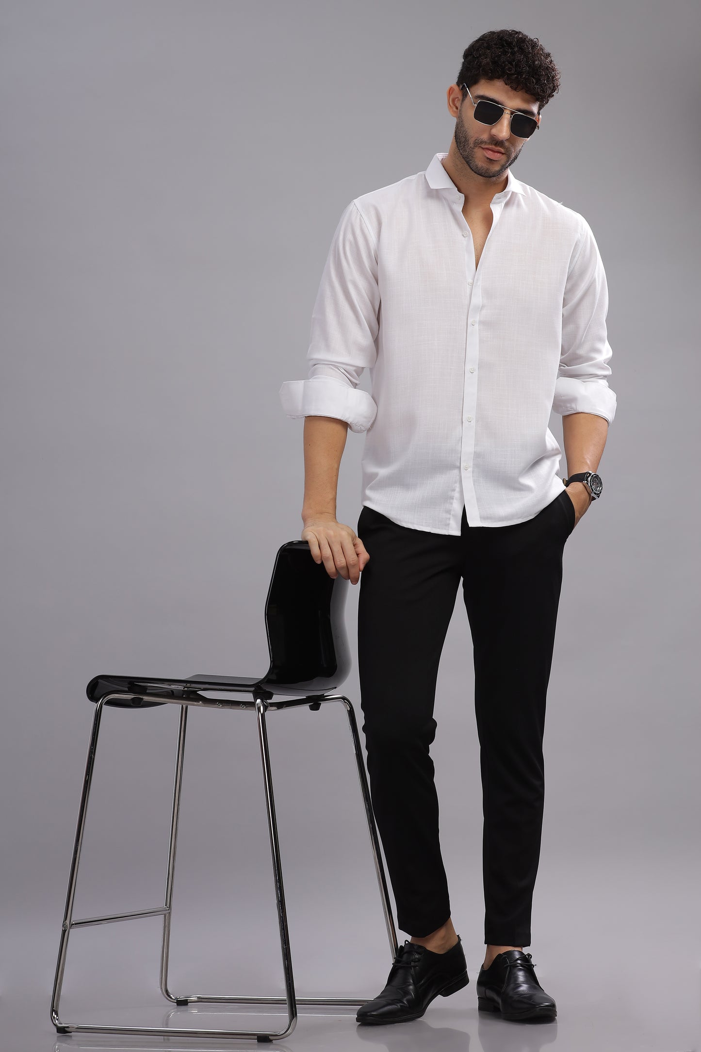 Matte Cuffs white shirt for men