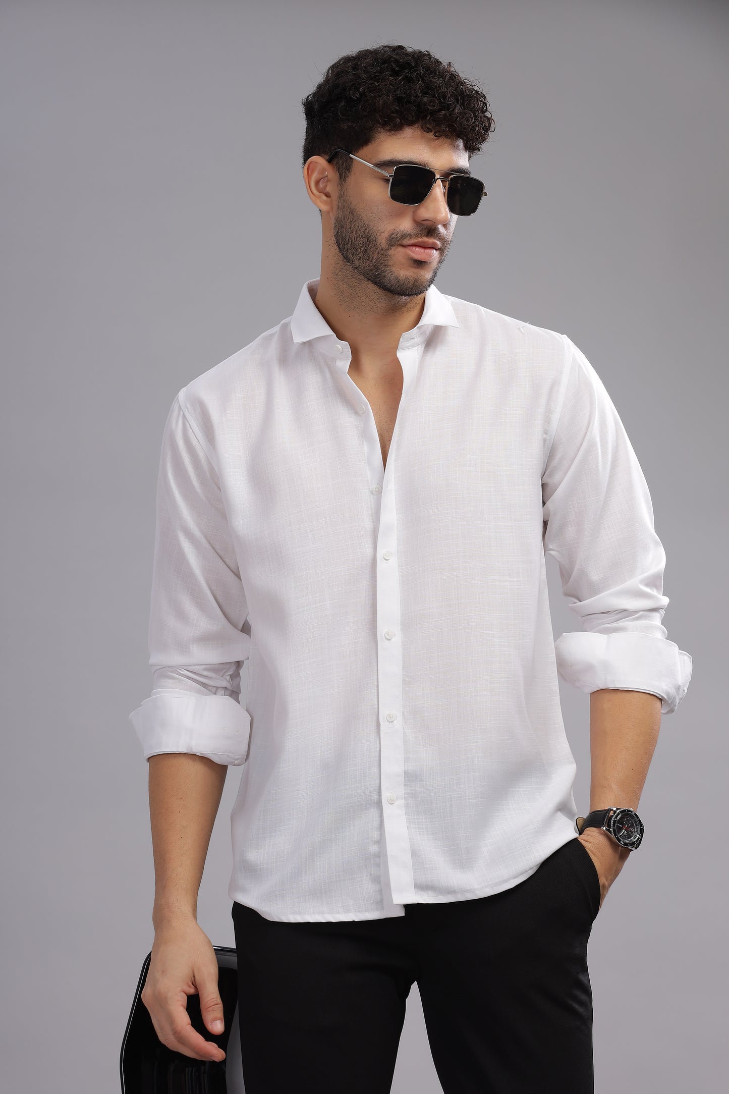 Matte Cuffs white shirt for men