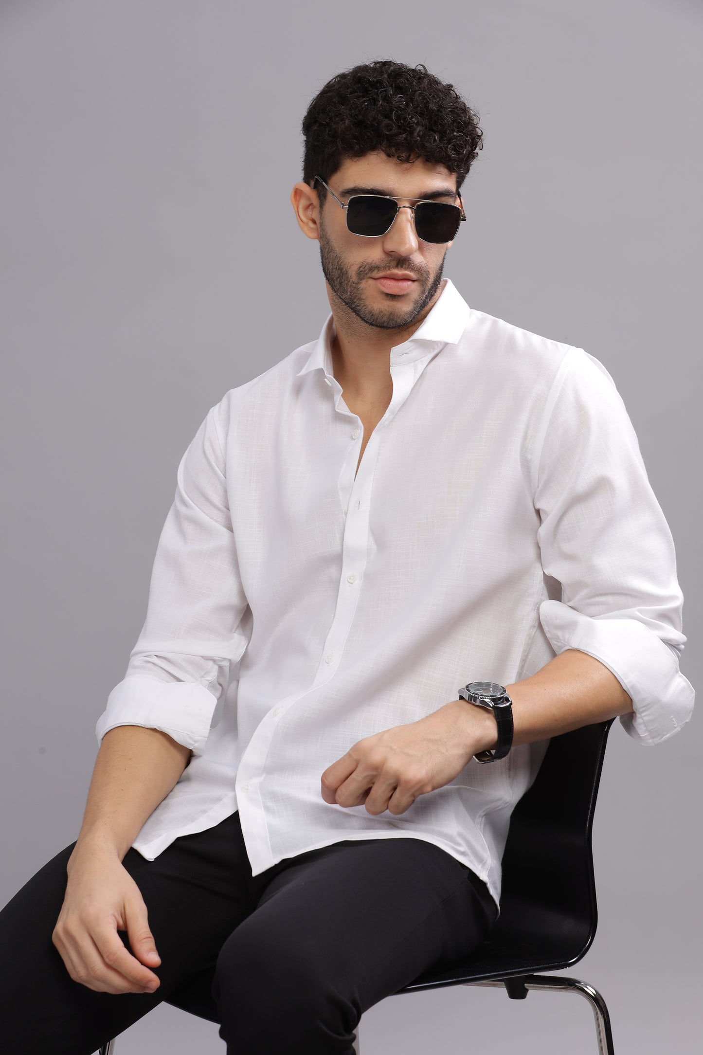 Matte Cuffs white shirt for men