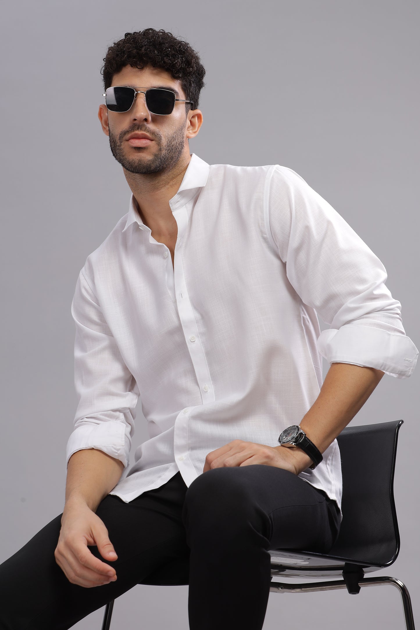 Matte Cuffs white shirt for men