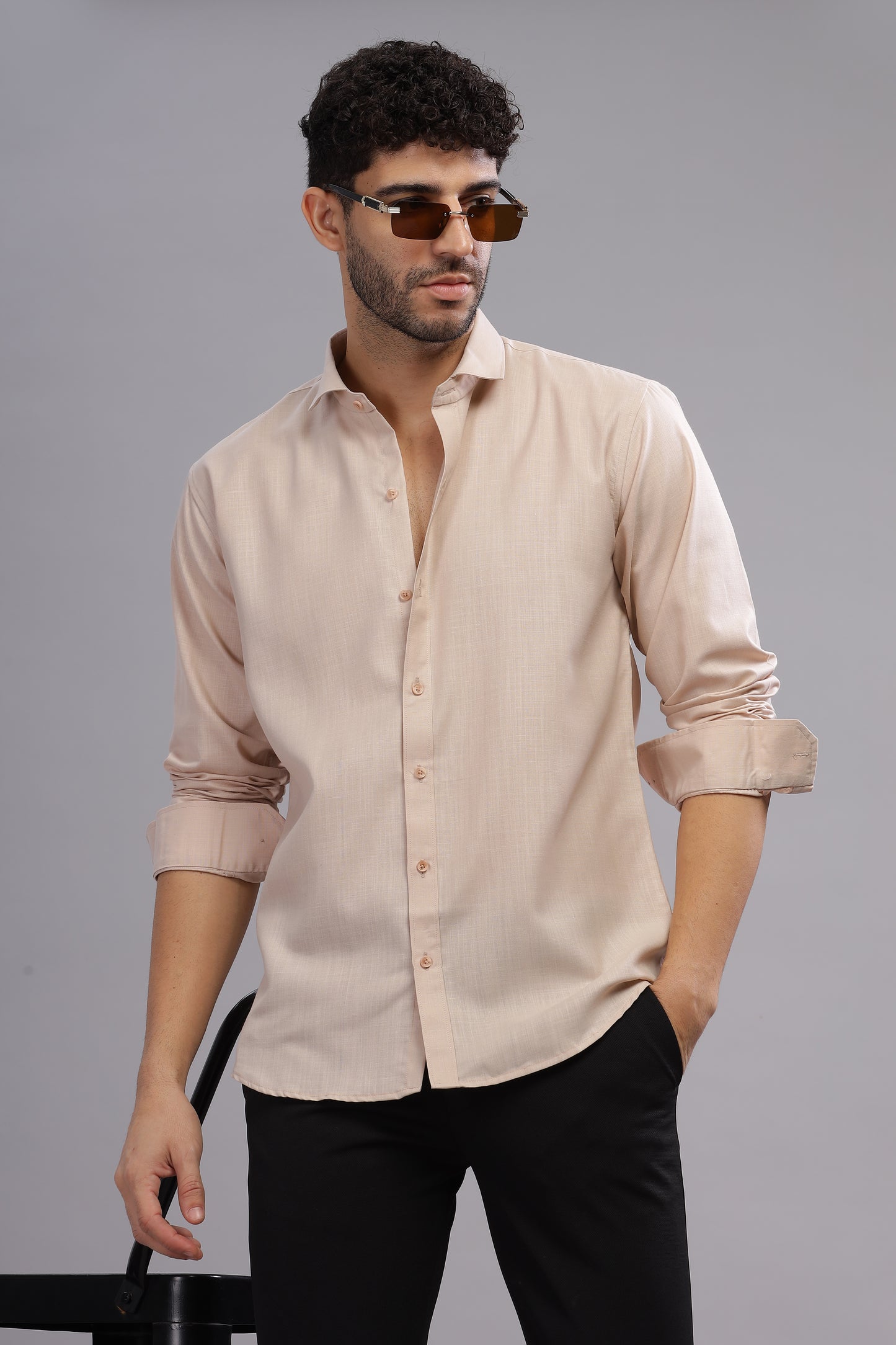 Matte Cuffs beige shirt for men