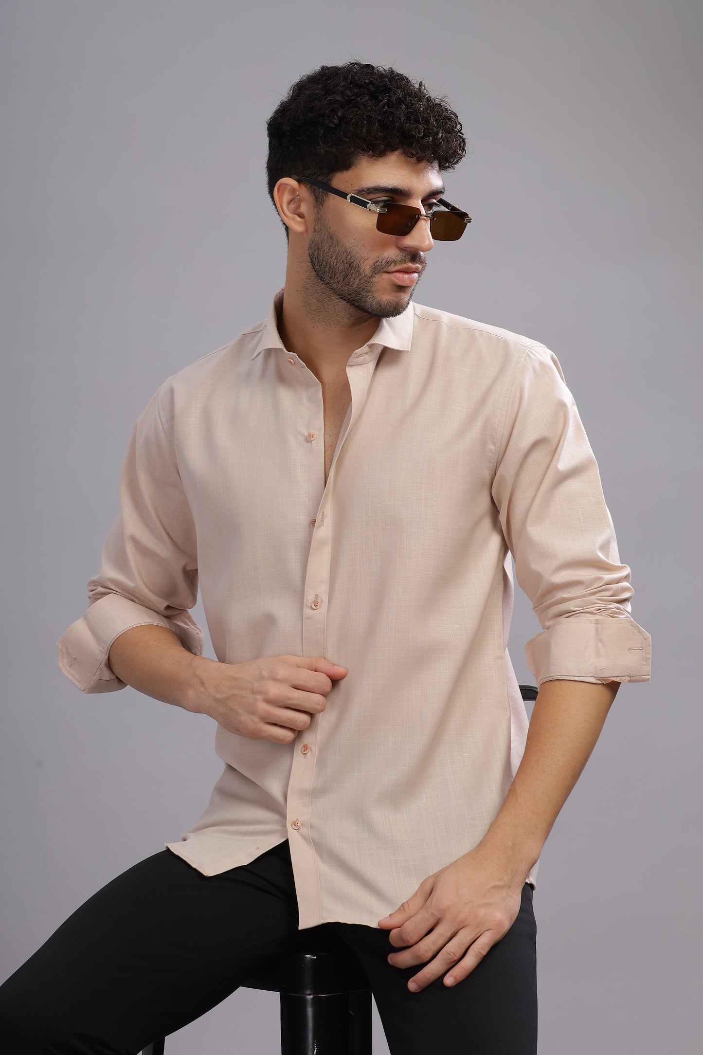 Matte Cuffs beige shirt for men