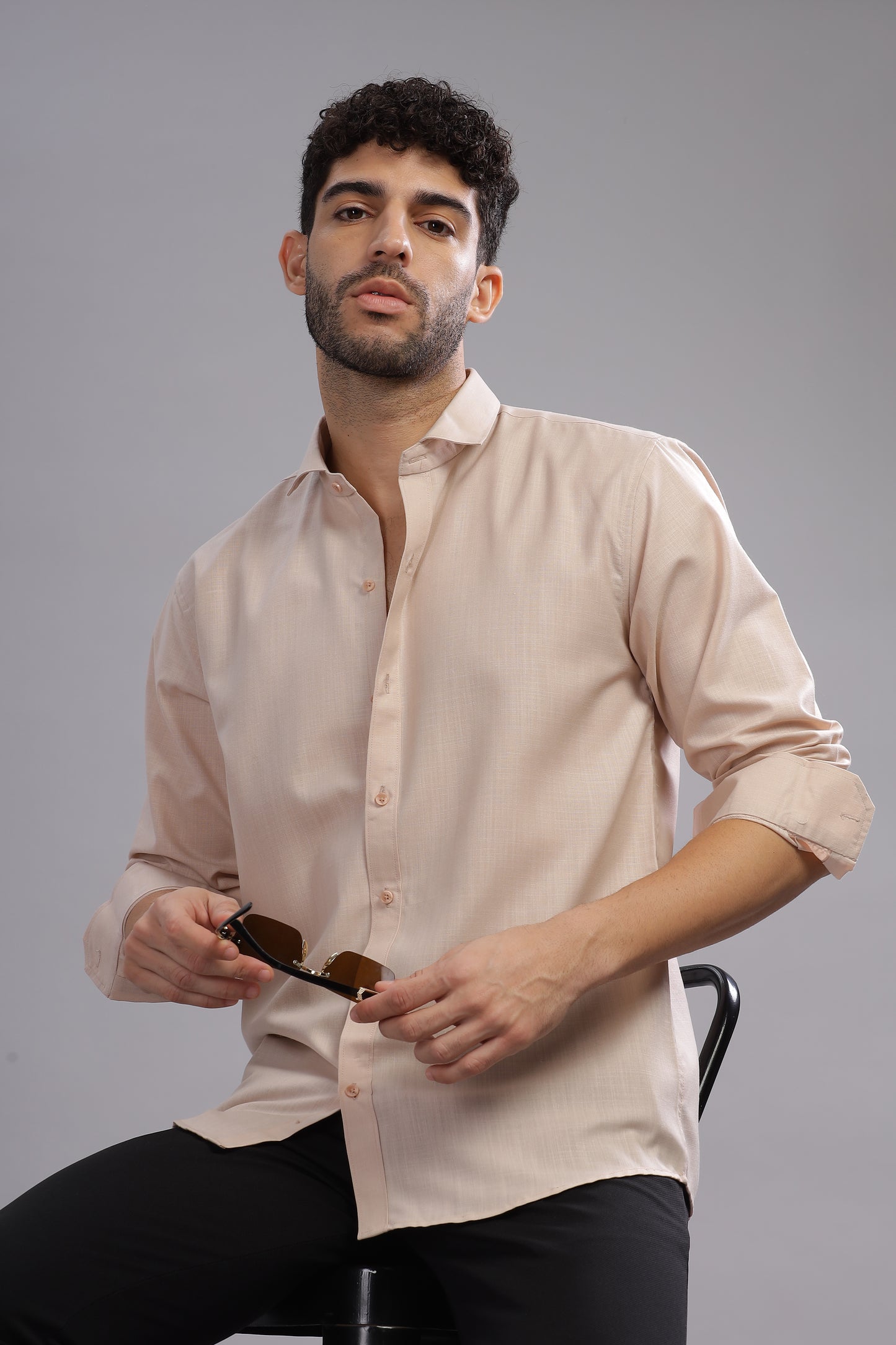 Matte Cuffs beige shirt for men