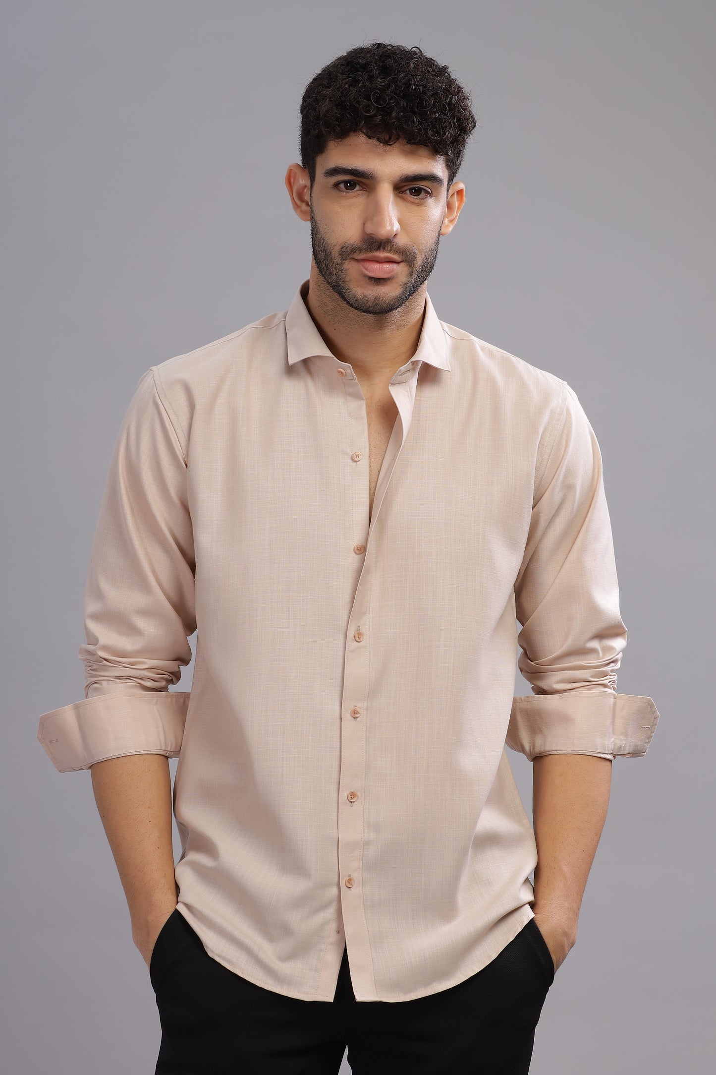 Matte Cuffs beige shirt for men