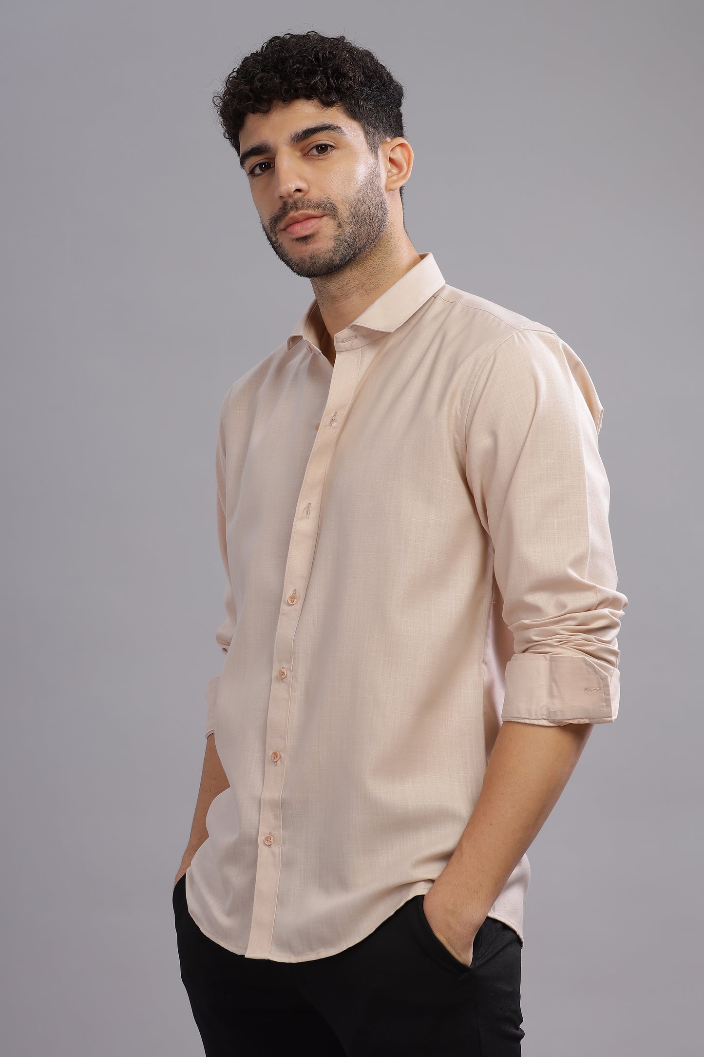 Matte Cuffs beige shirt for men