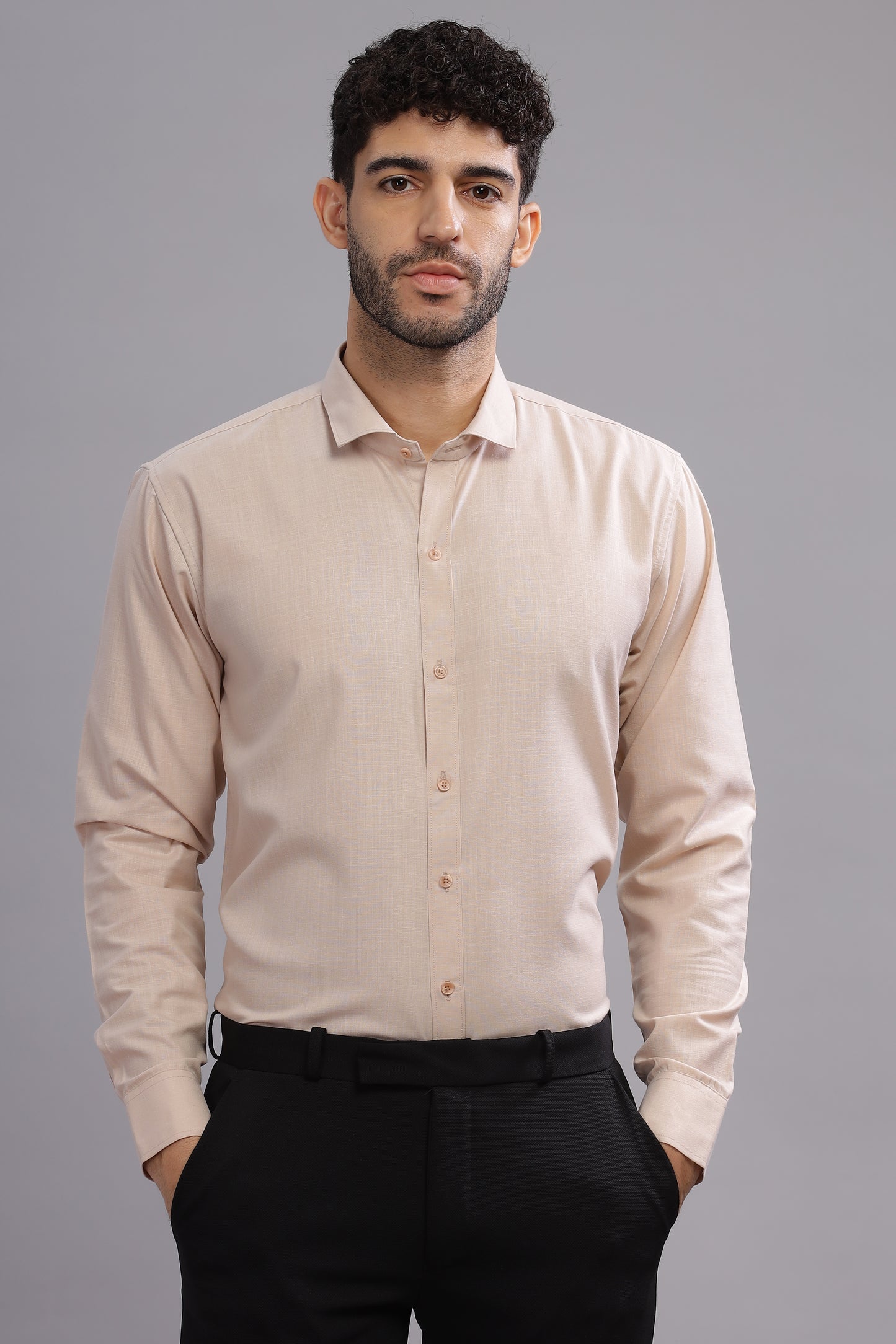 Matte Cuffs beige shirt for men