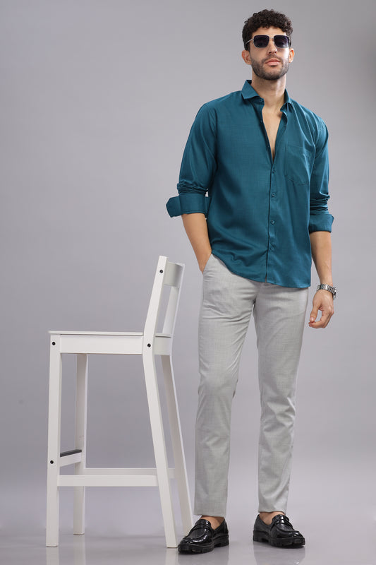 Matte Cuffs blue shirt for men