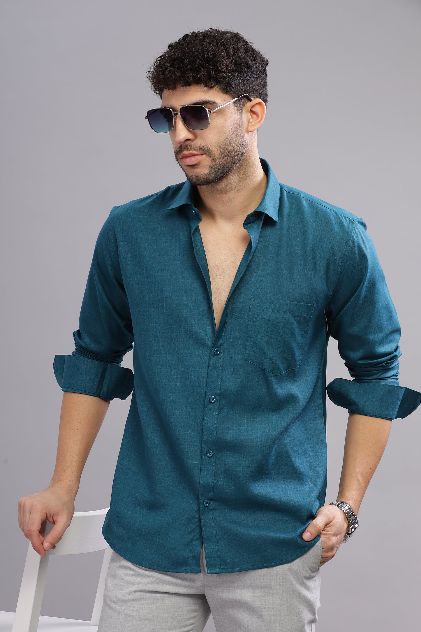 Matte Cuffs blue shirt for men