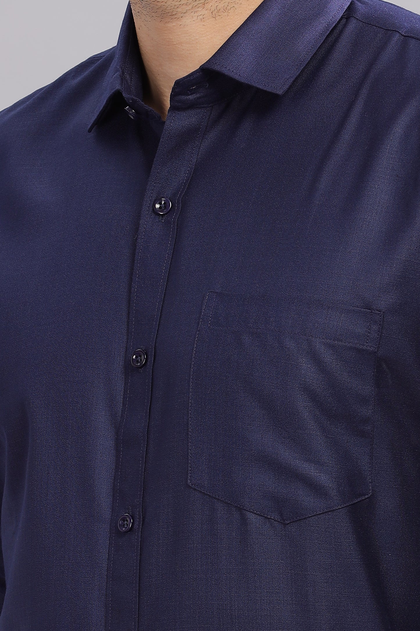 Matte Cuffs navy blue shirt for men