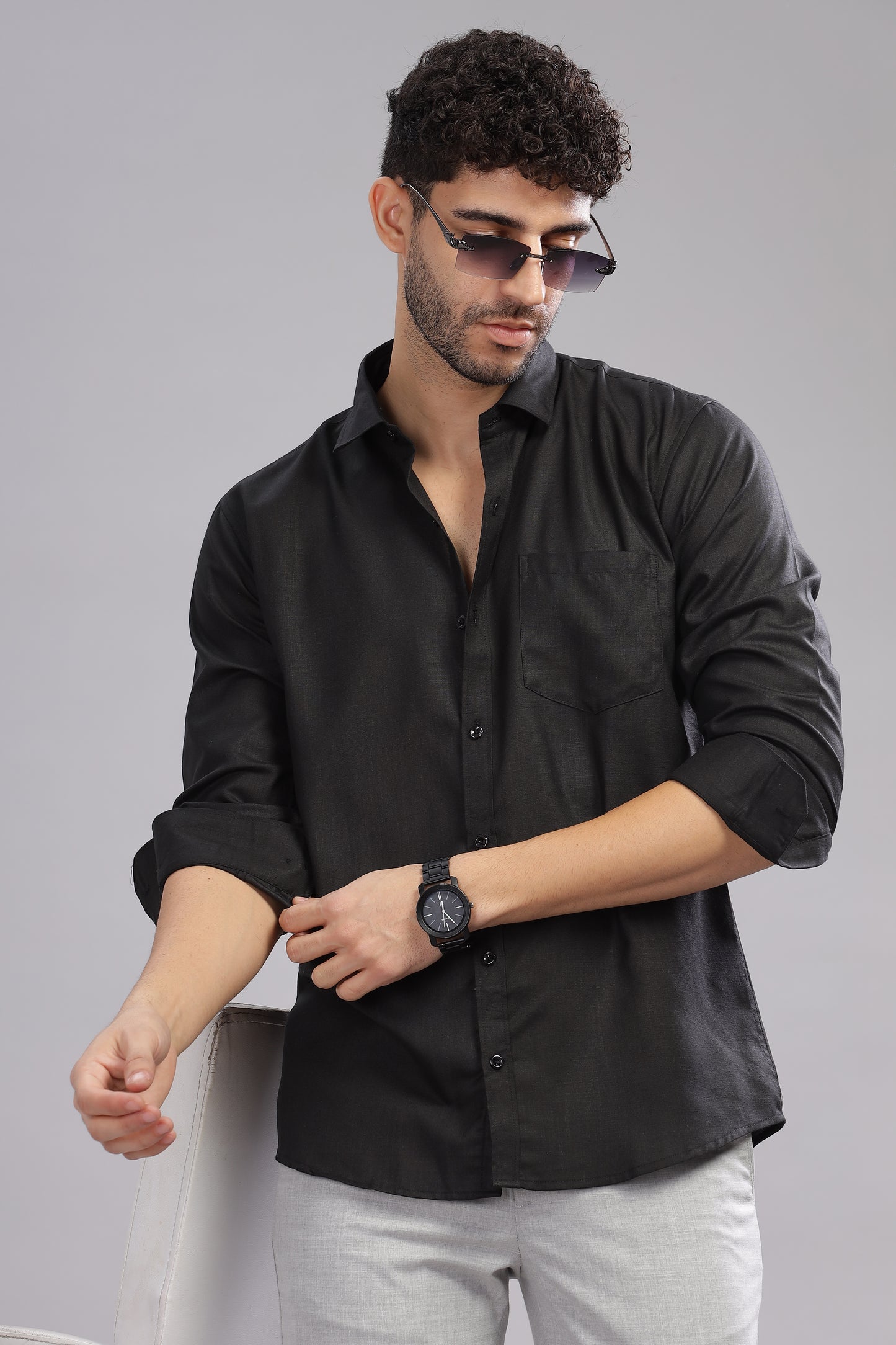 Matte Cuffs black shirt for men