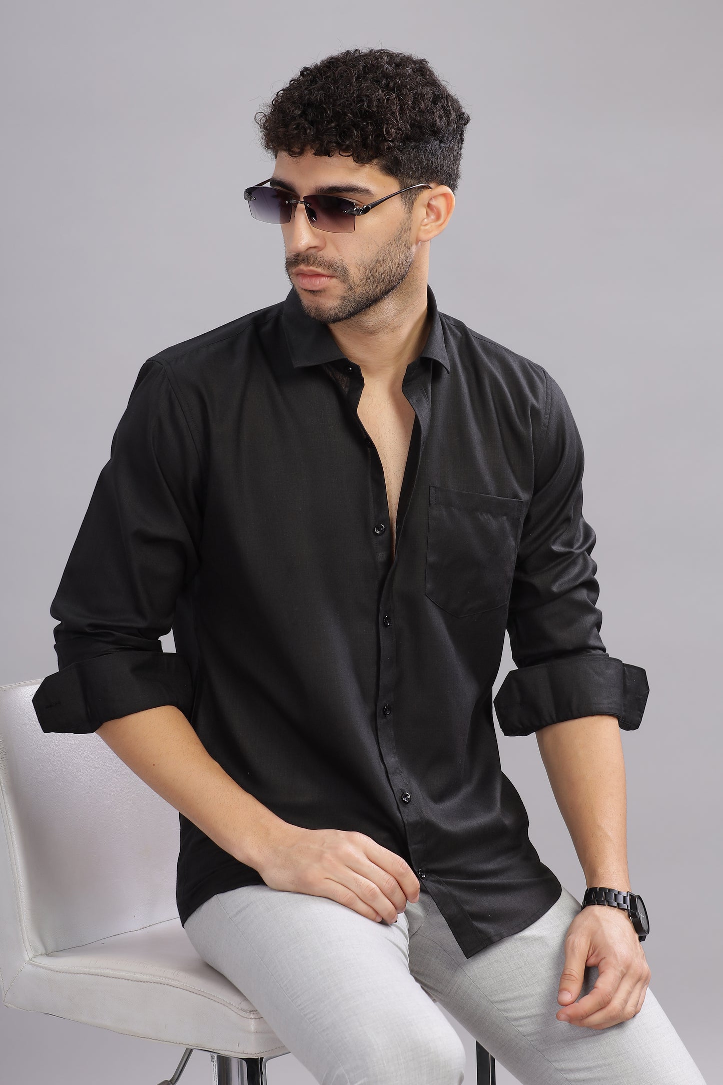 Matte Cuffs black shirt for men