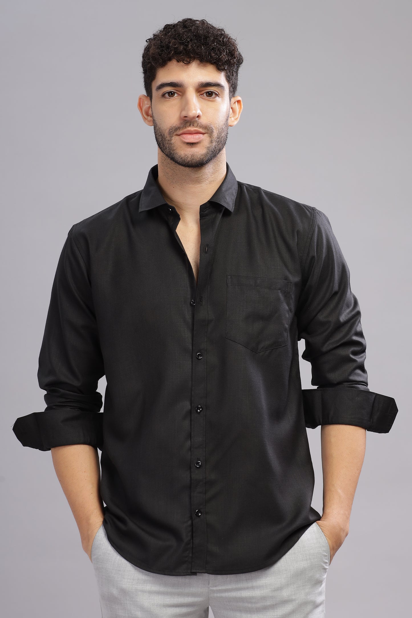 Matte Cuffs black shirt for men